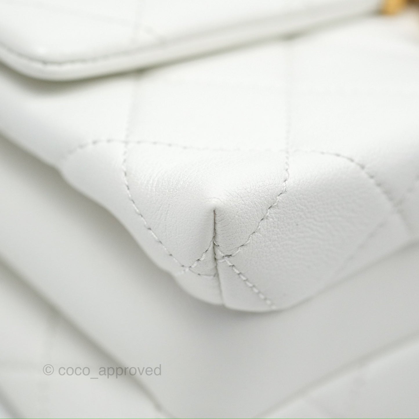 Chanel Adjustable Flap Bag White Calfskin Aged Gold Hardware