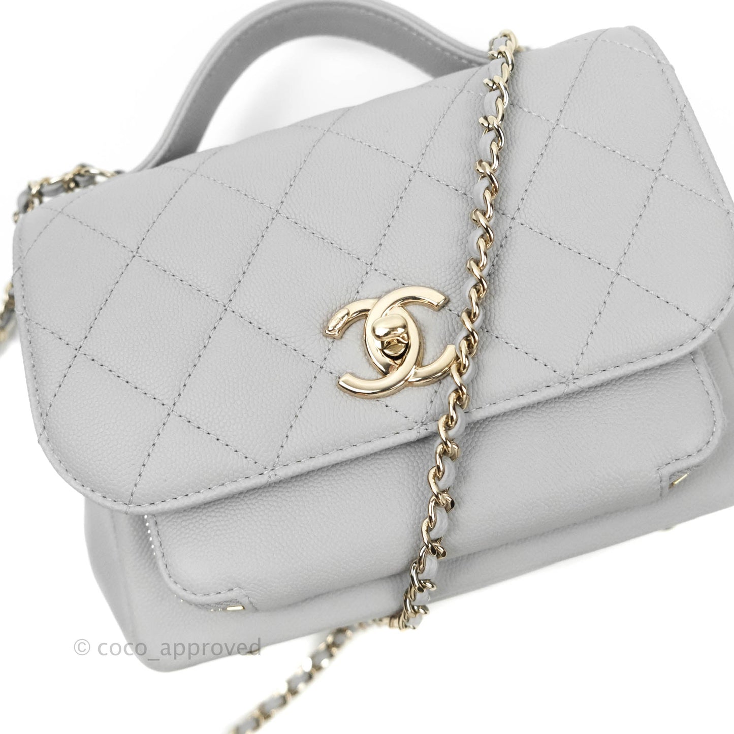Chanel Quilted Small Business Affinity Flap Grey Caviar Gold Hardware