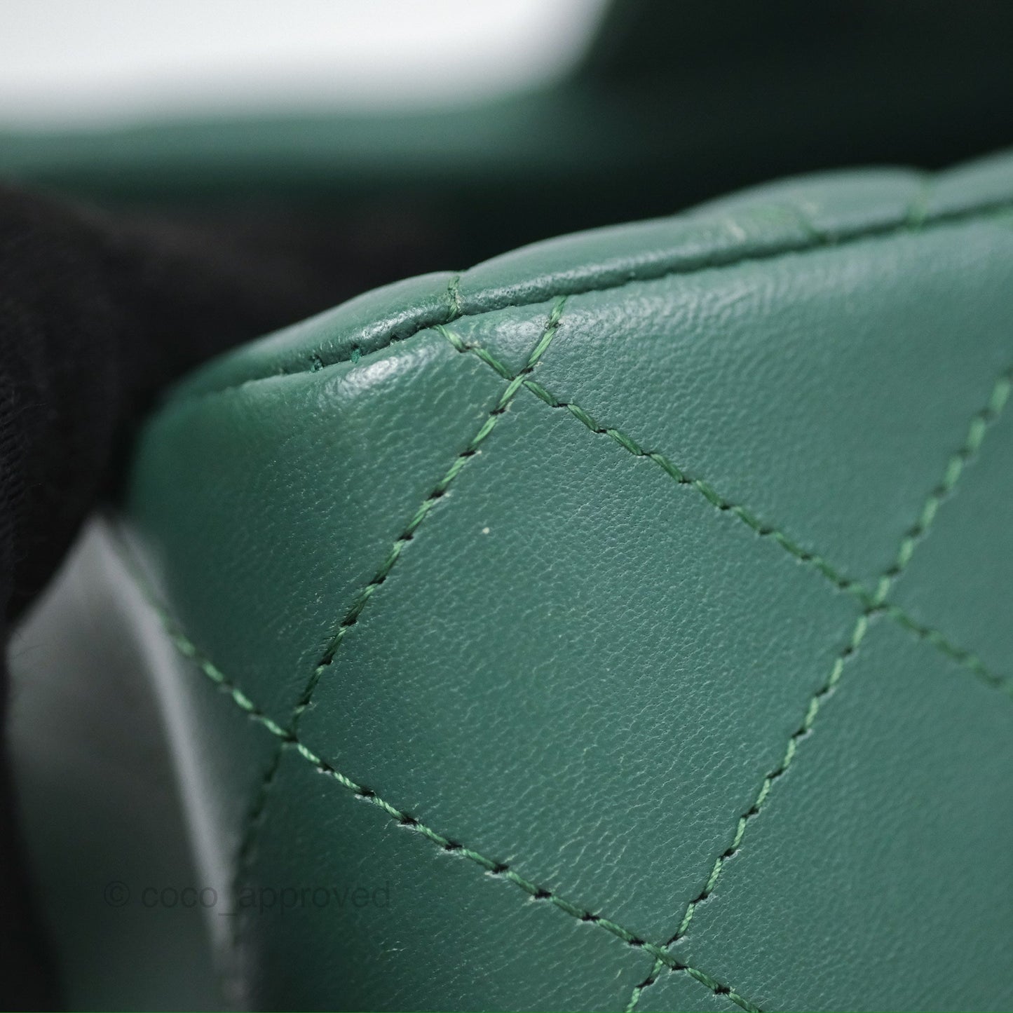 Chanel Mini Square Quilted Green Lambskin Silver Hardware