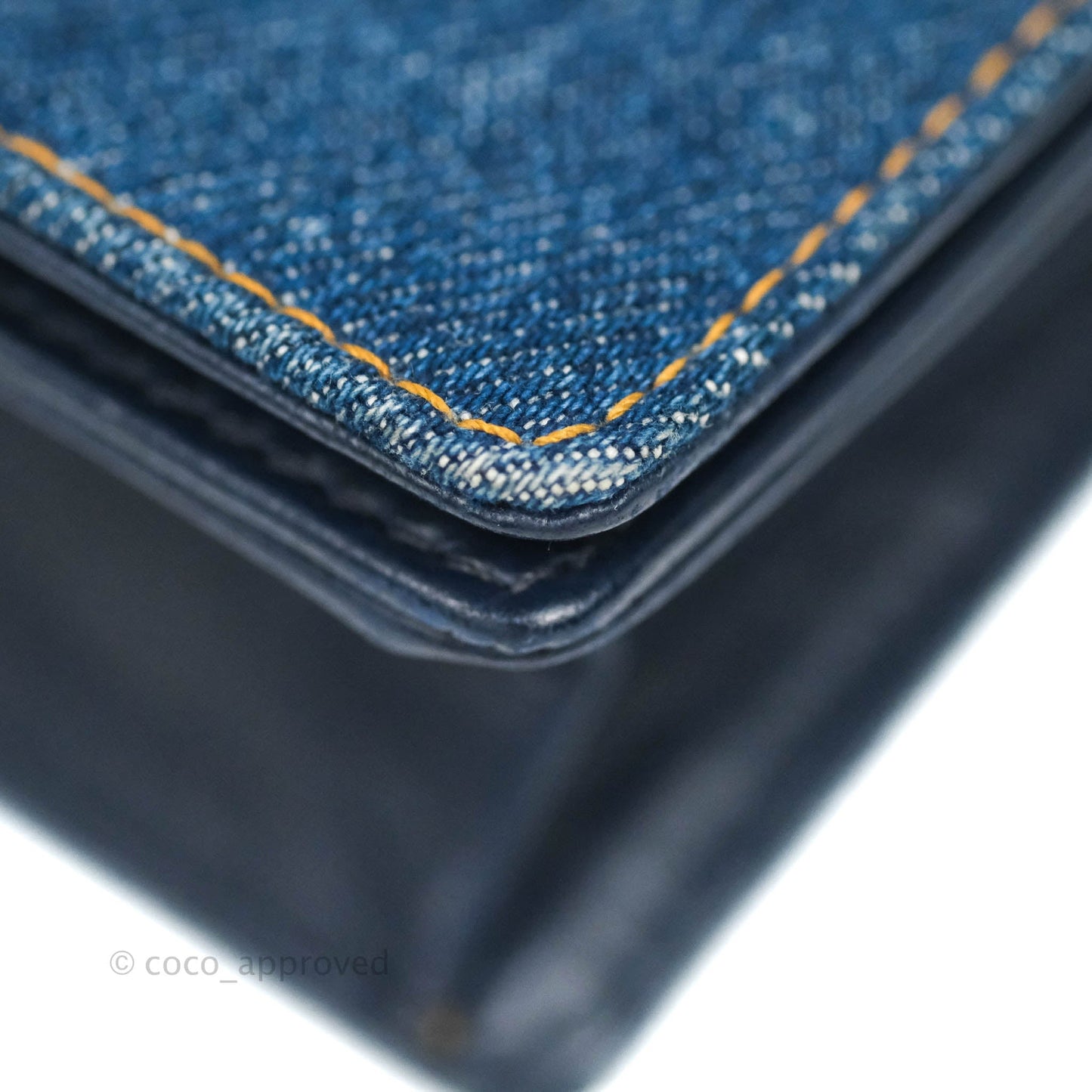 Chanel Vintage Denim Wallet On Chain WOC Gold Hardware