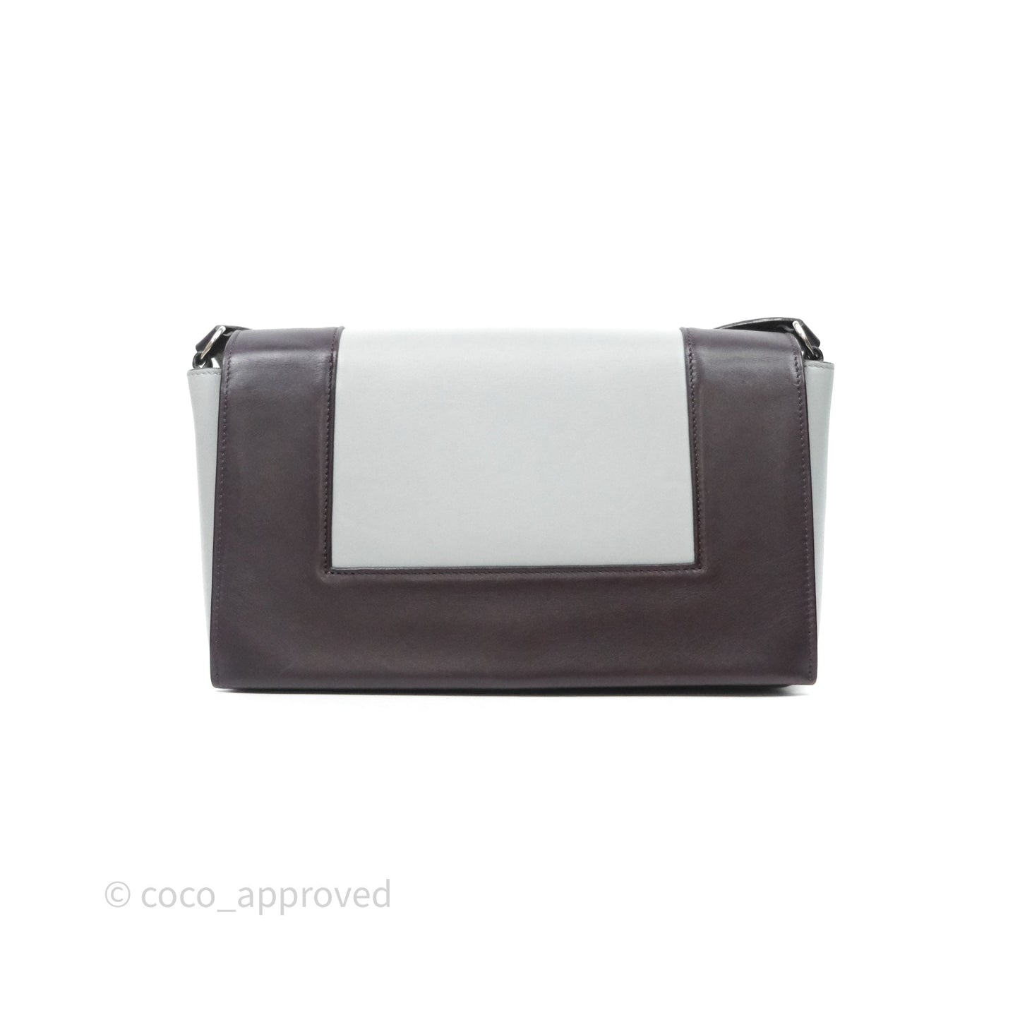 Celine Medium Frame Bag Burgundy / Pearl Blue Calfskin Silver Hardware
