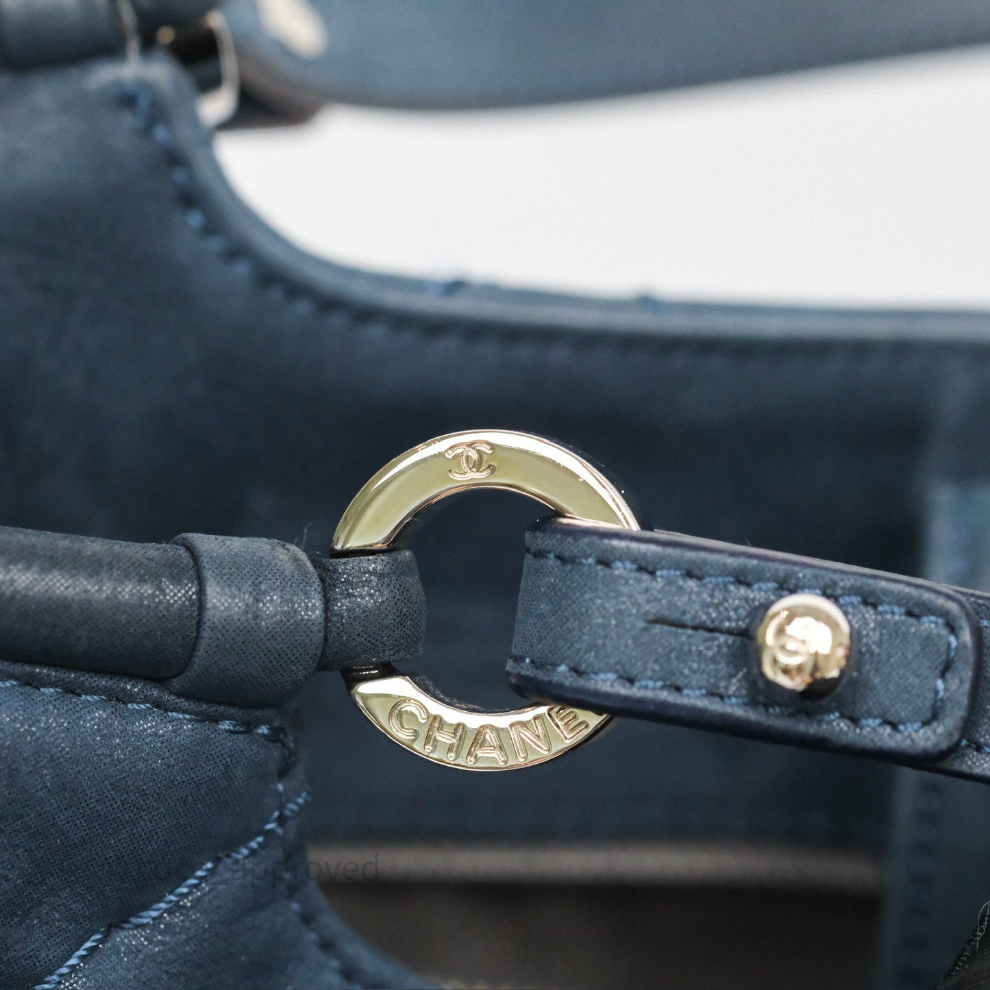 Chanel Small Sea Hit Tote Navy Iridescent Calfskin Silver Hardware