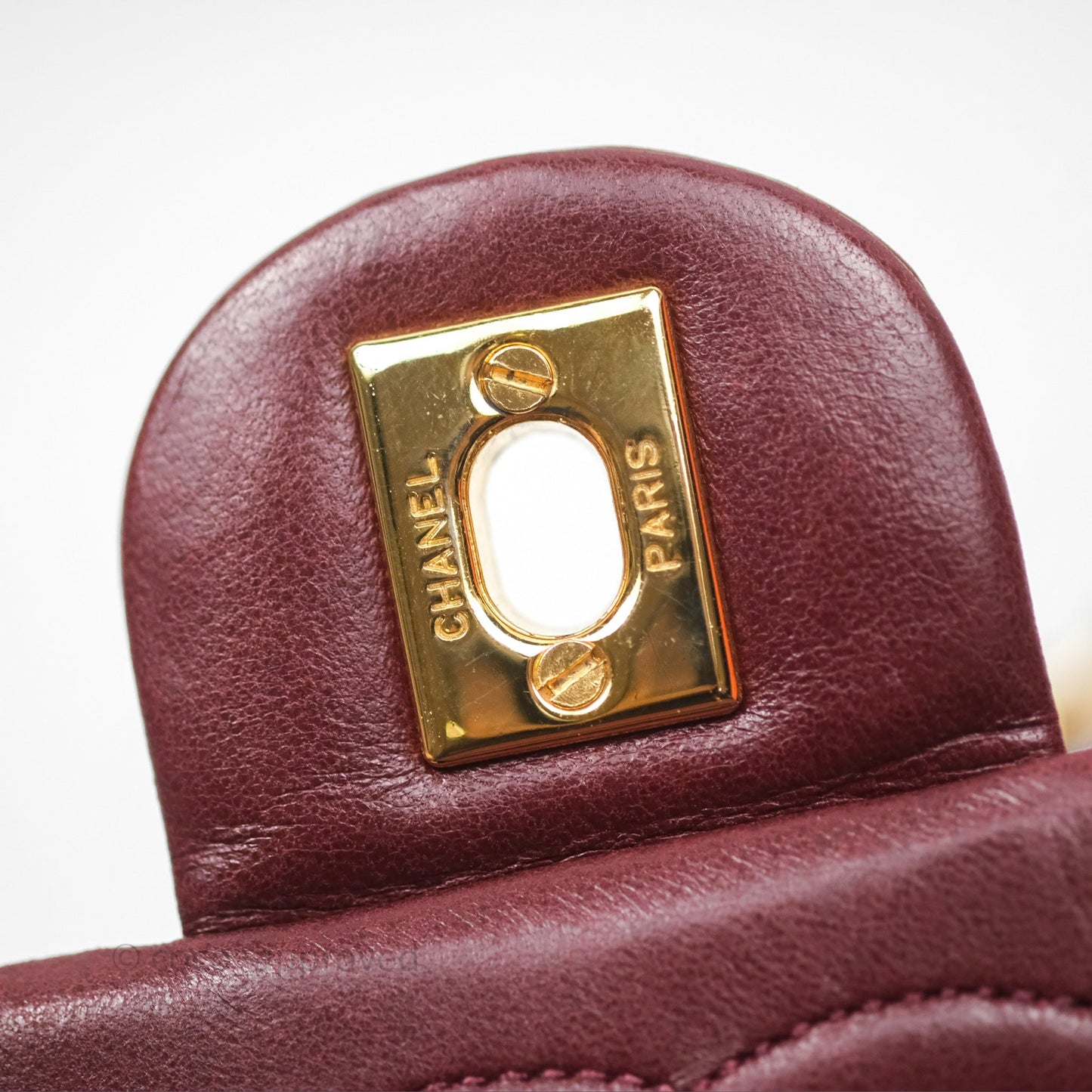Chanel Vintage Mini Square Burgundy Lambskin 24K Gold Hardware