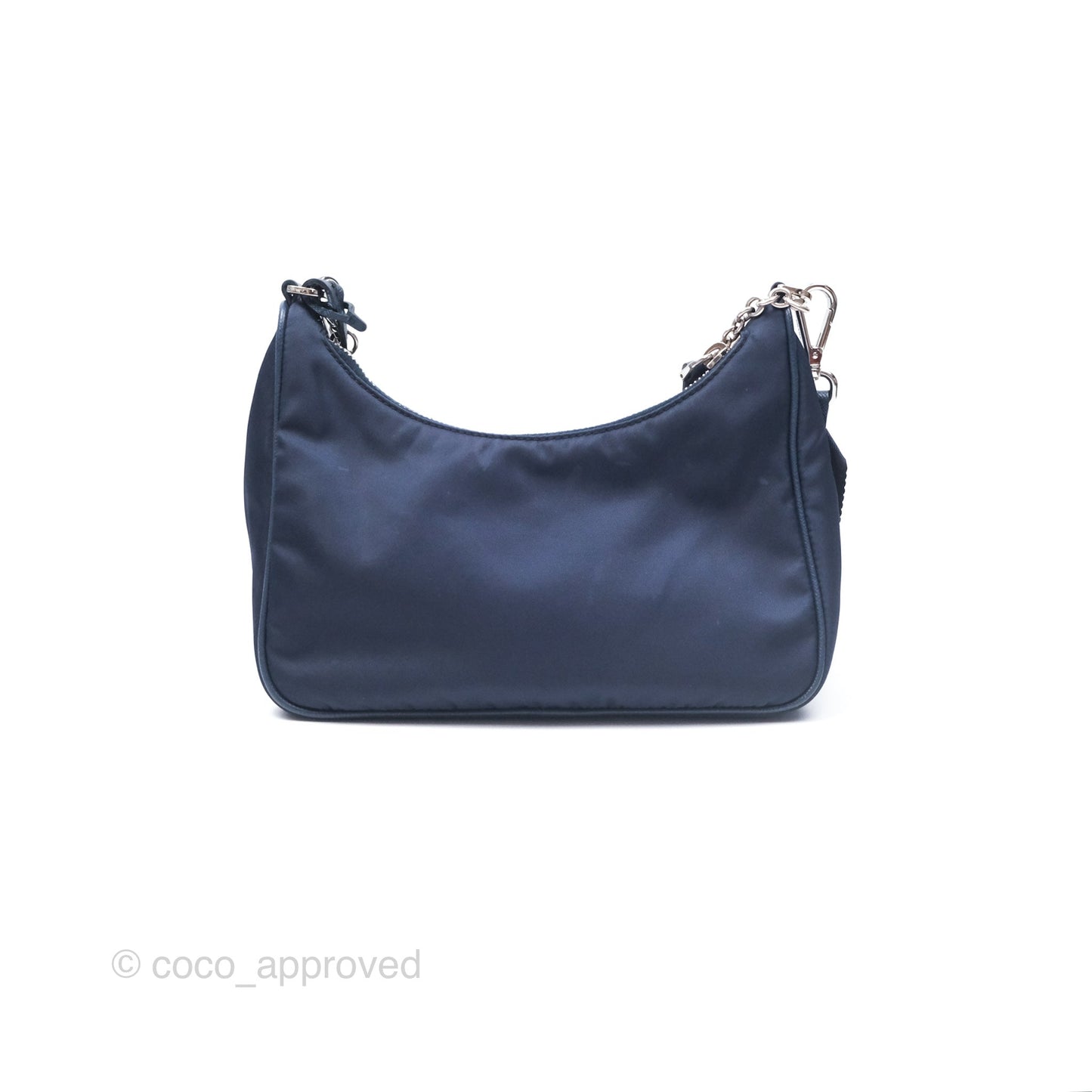 Prada Nylon Re-Edition 2005 Shoulder Bag Navy Blue Silver Hardware