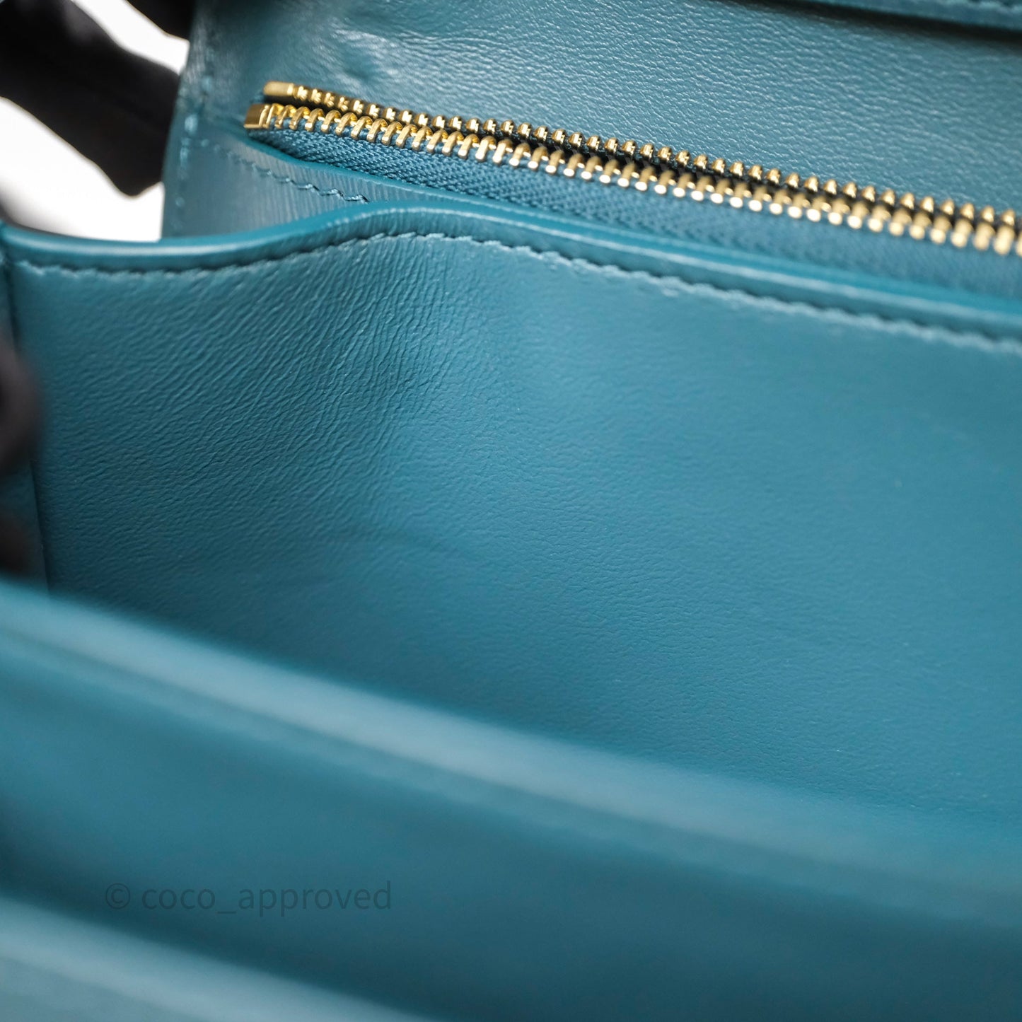 Celine Medium Classic Box Flap Blue Green Calfskin Gold Hardware