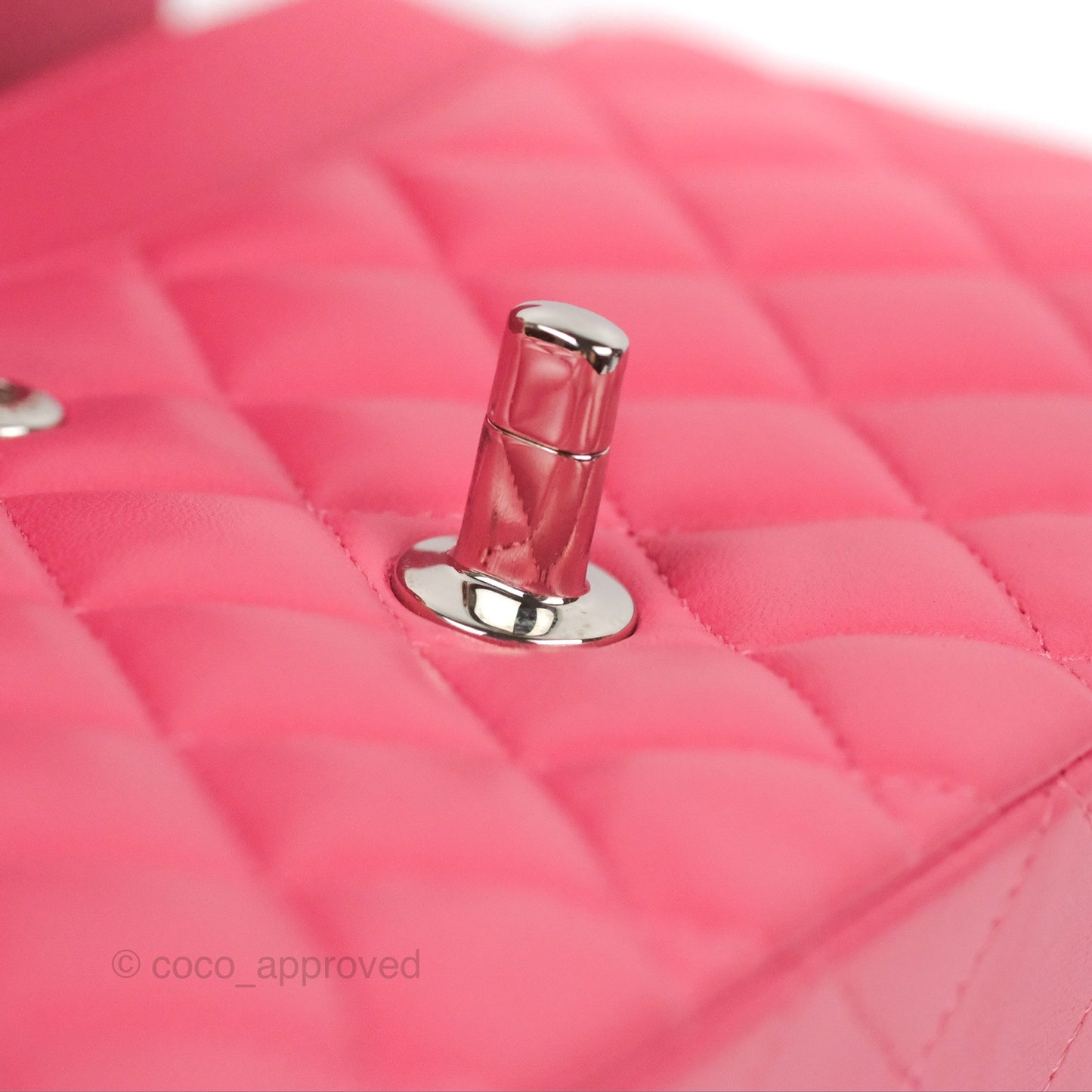 Chanel Classic M/L Medium Flap Quilted Pink Lambskin Silver Hardware