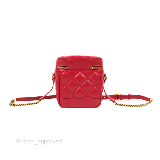 Saint Laurent 80's Vanity Bag Quilted Red Grained Calfskin