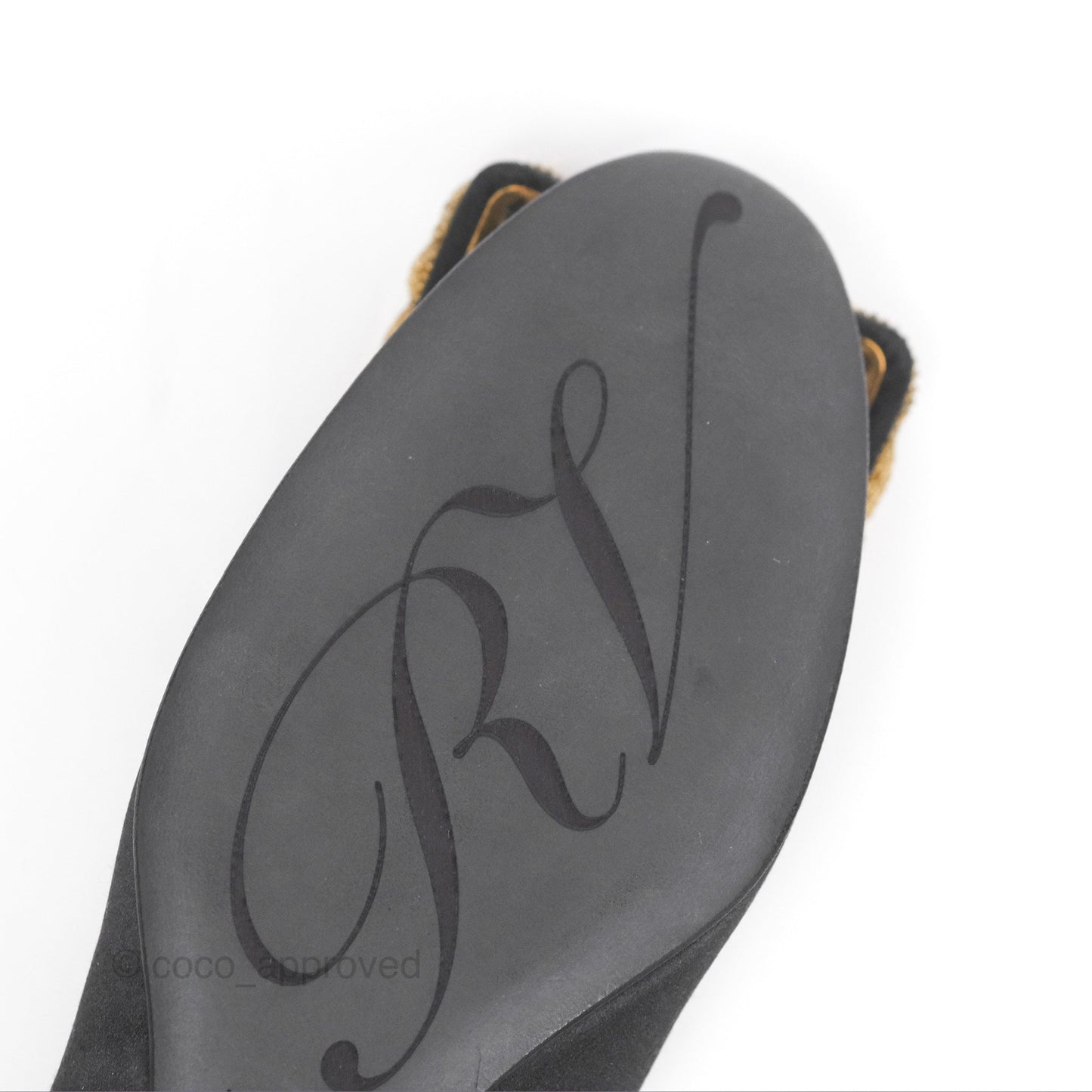 Roger Vivier Ballet Flats Black Satin Gold Hardware Size 36.5