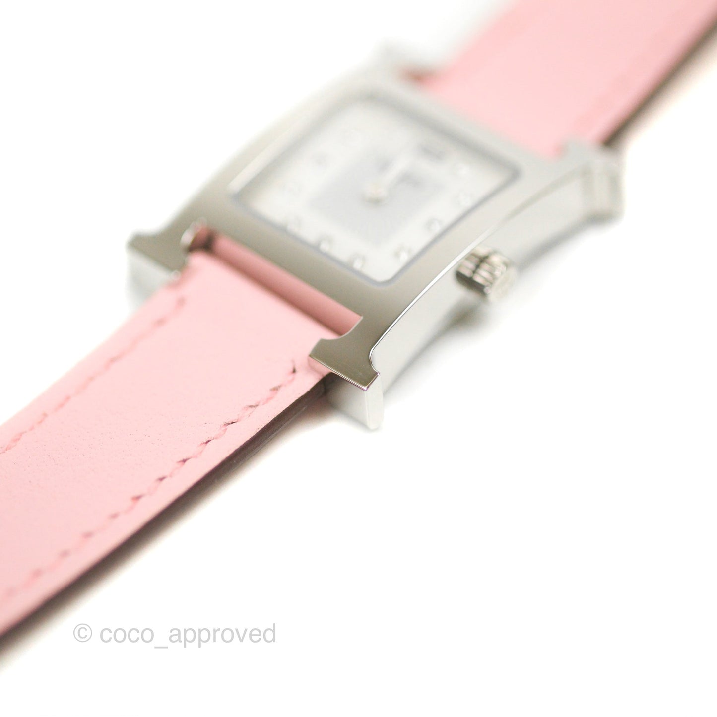 Hermès Heure H Watch Rose Sakura Swift Palladium Hardware
