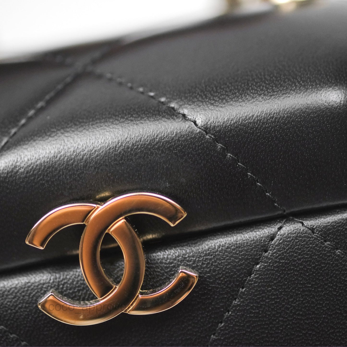 Chanel Small Hexagon Vanity Case Black Lambskin Gold Hardware
