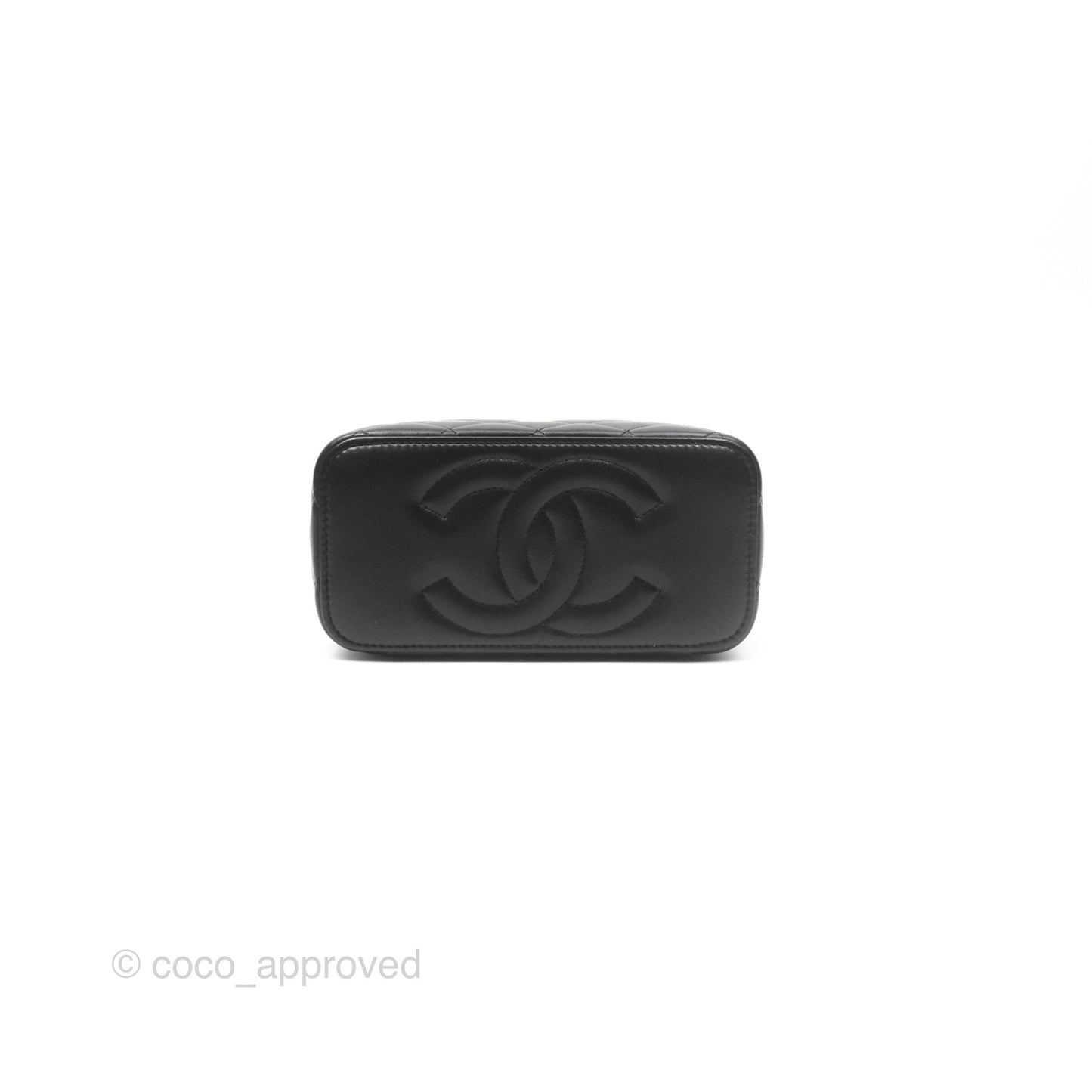 Chanel Vanity with COCO Heart Chain Black Lambskin Aged Gold Hardware