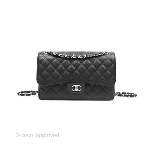 Chanel Jumbo Double Flap Black Caviar Silver Hardware⁣⁣