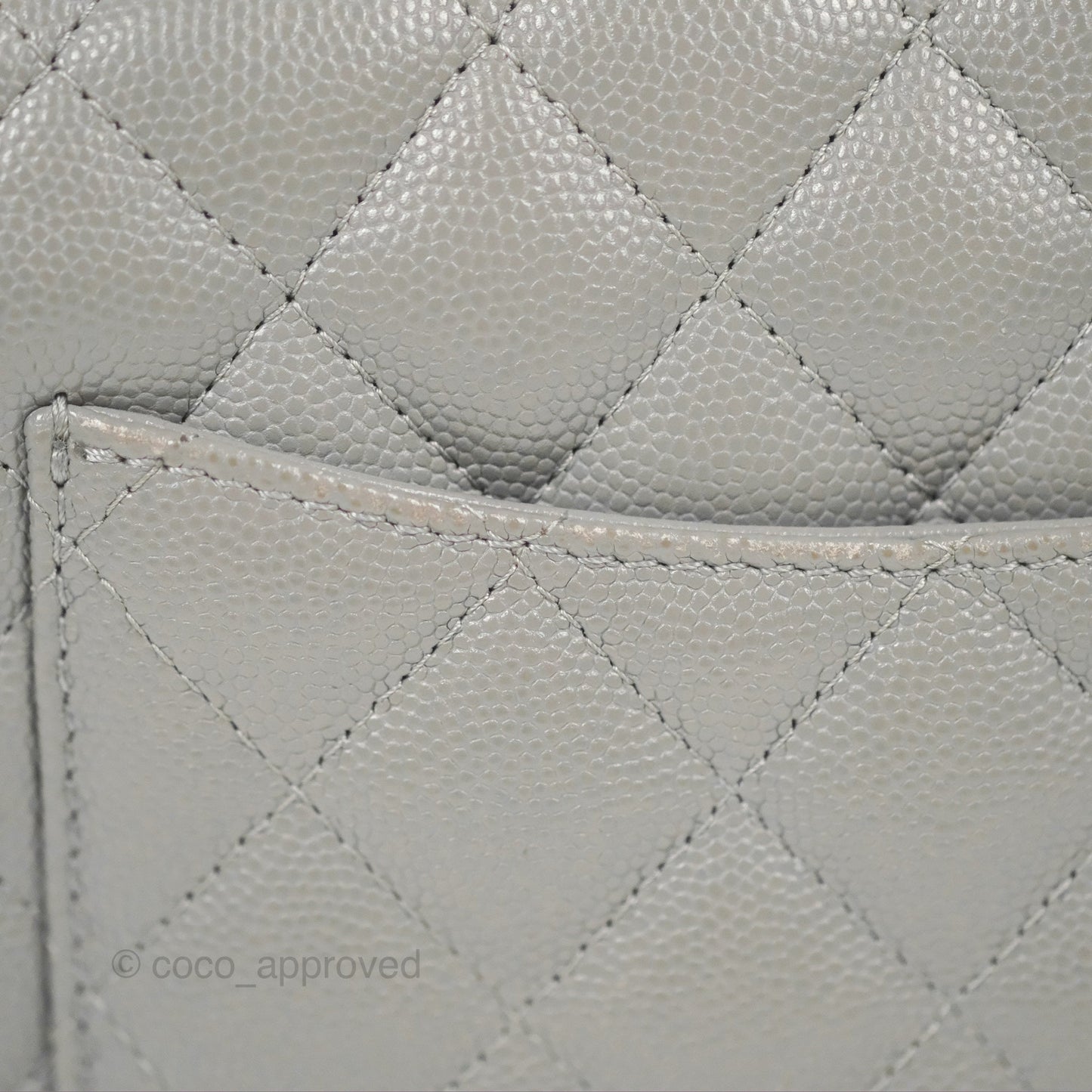 Chanel Quilted Mini Rectangular Flap Grey Caviar Silver Hardware 17B