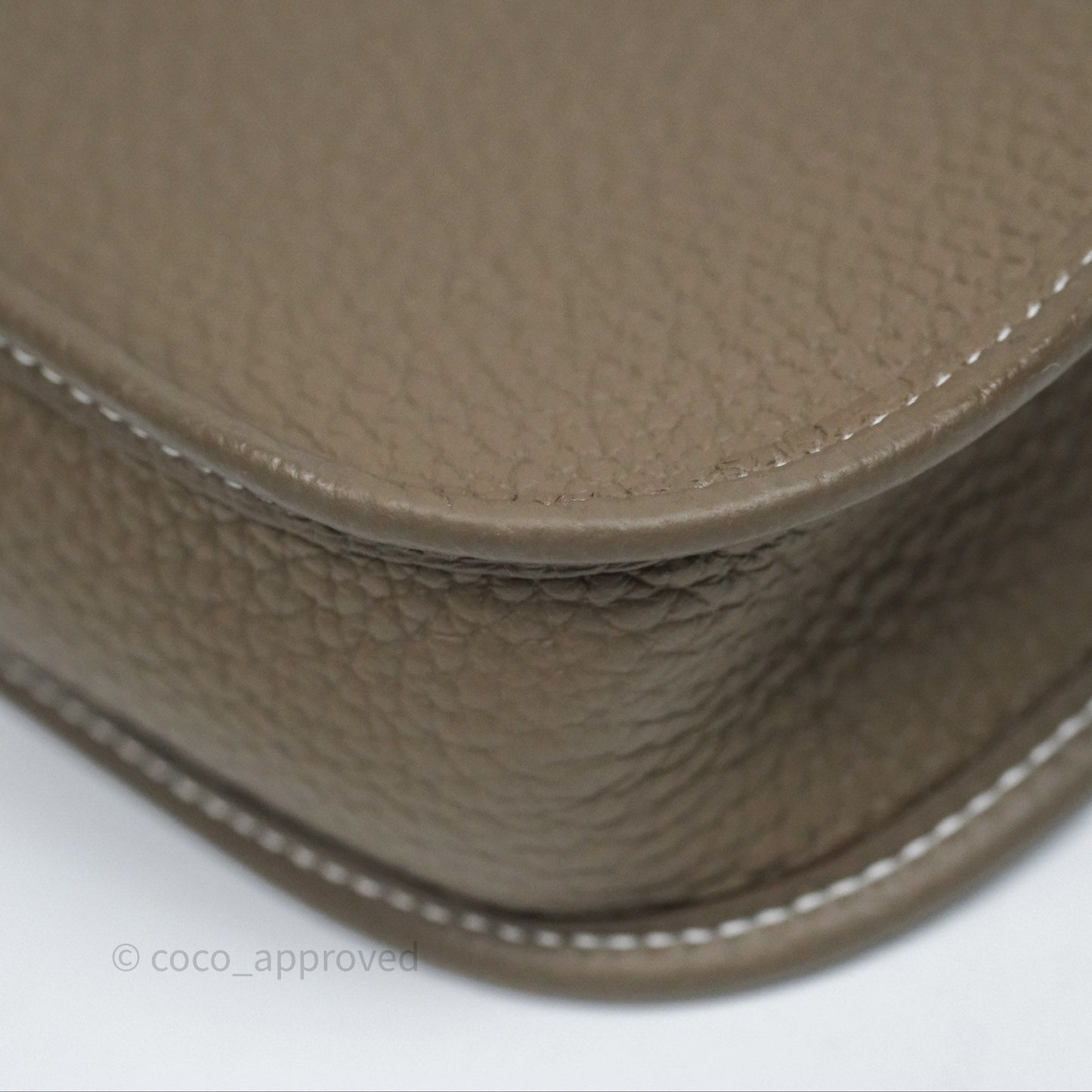 Hermès Mini Evelyne 16 Etoupe 18 Clemence Gold Hardware with Bleu Indigo Strap