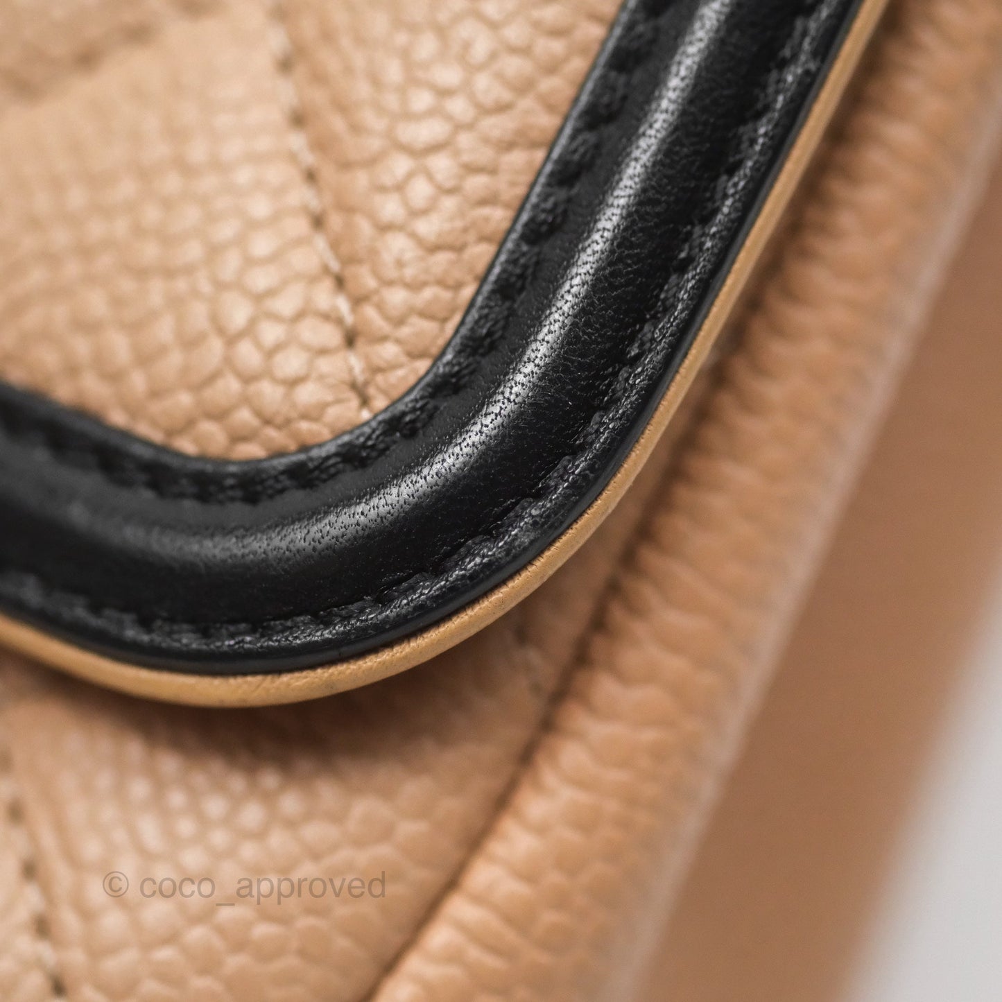 Chanel Small CC Filigree Flap Quilted Beige Black Caviar