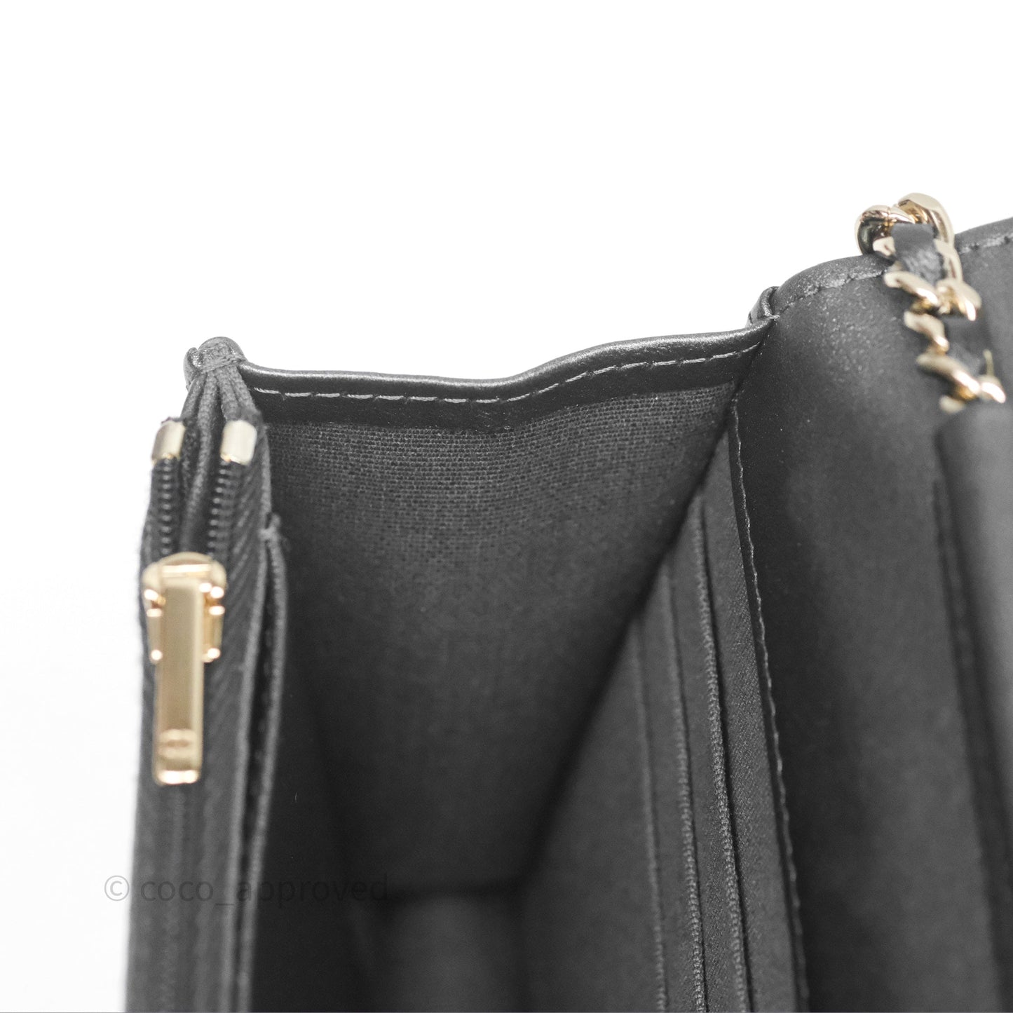 Chanel Wallet On Chain WOC Iridescent Dark Grey Lambskin Gold Hardware