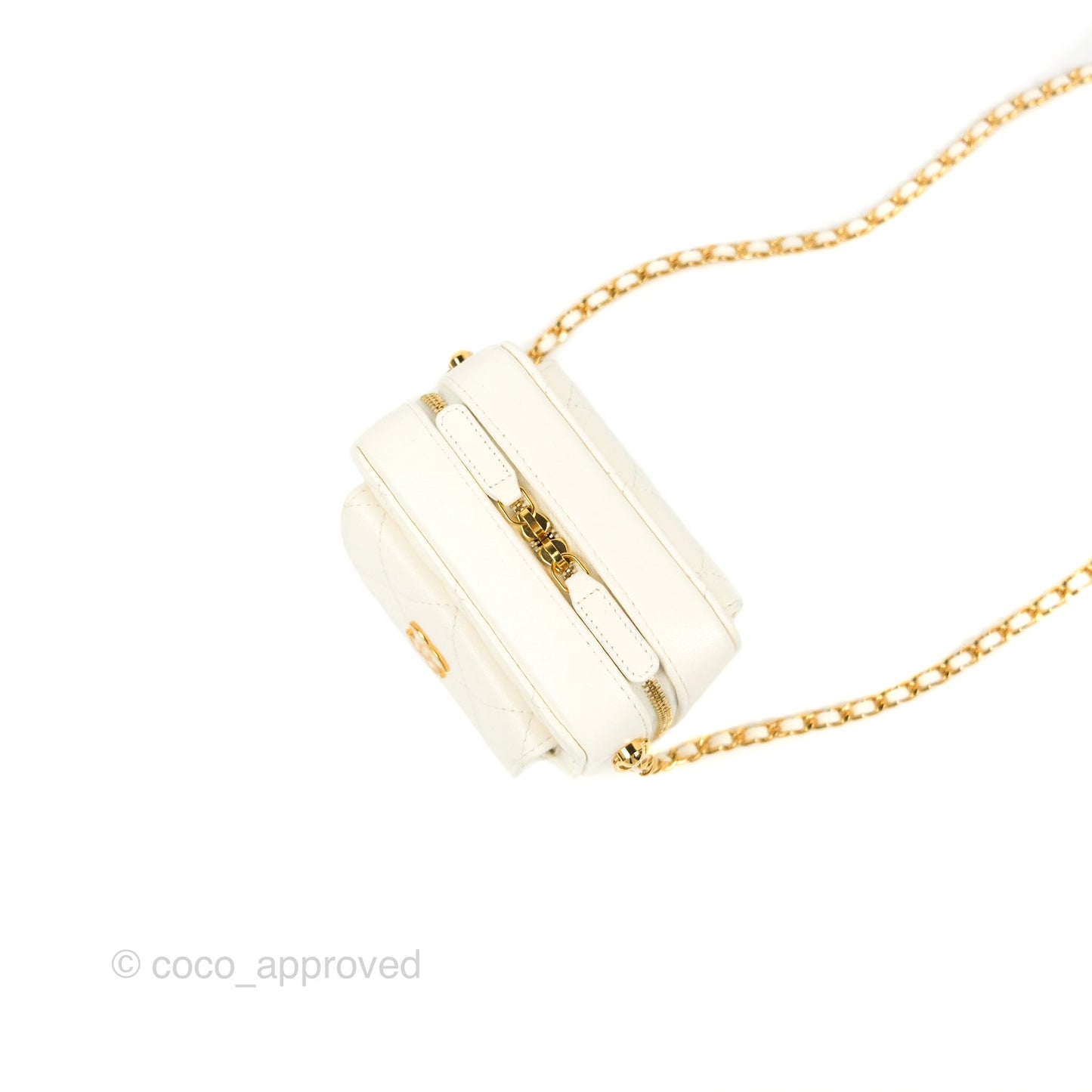 Chanel Mini Vanity Case with Chain White Lambskin Gold Hardware