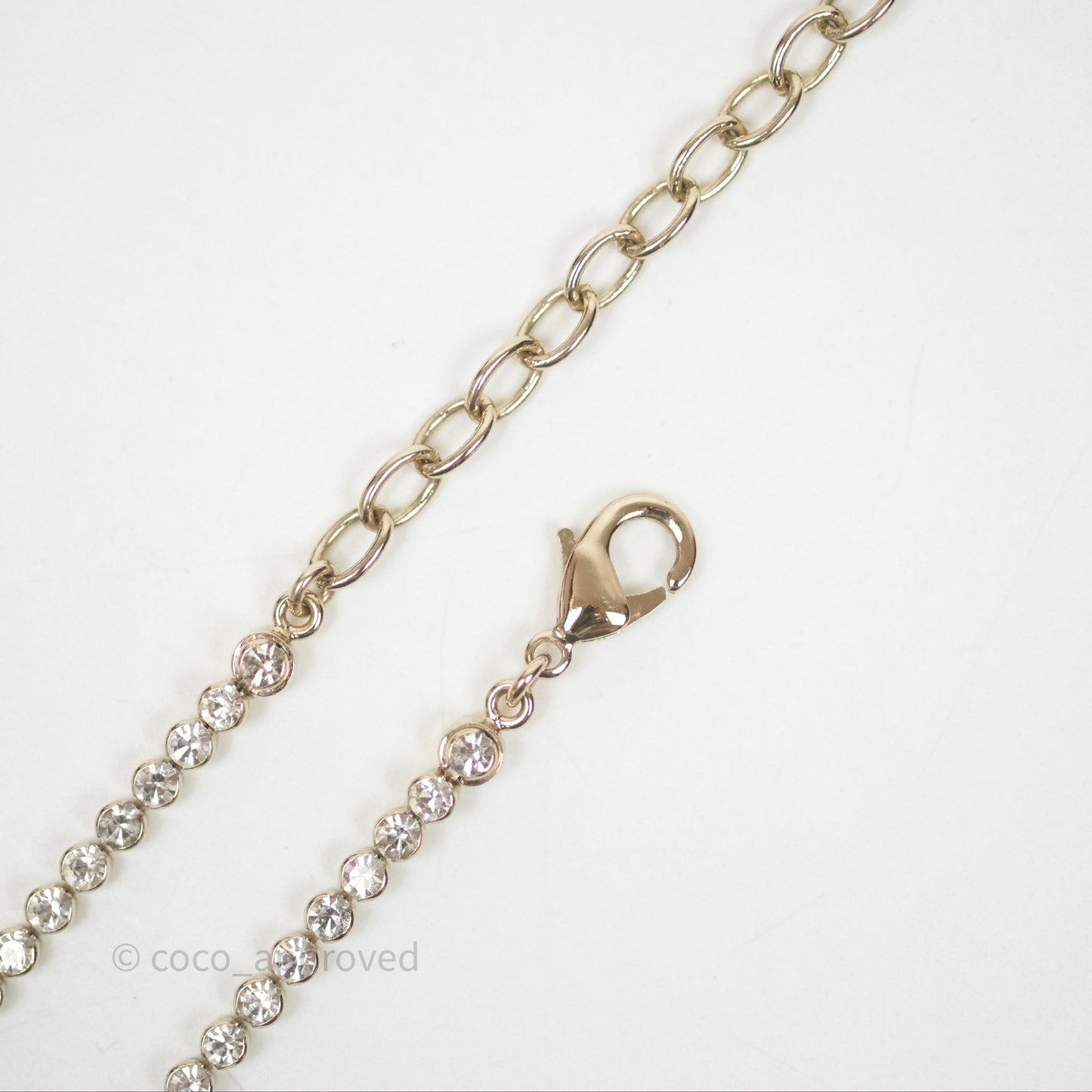 Chanel Crystal Round CC Necklace Gold Tone 23B