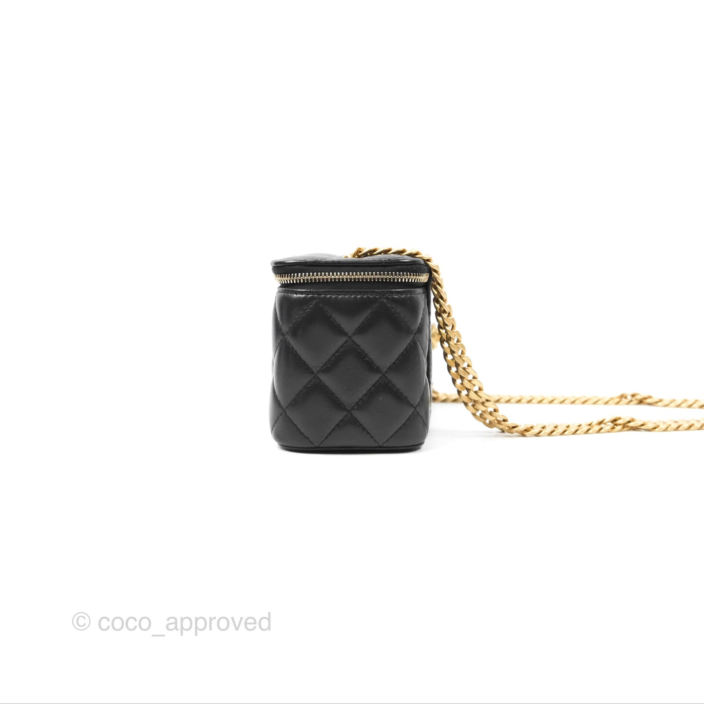 Chanel All Slide Vanity with Adjustable Chain Black Lambskin Aged Gold Hardware