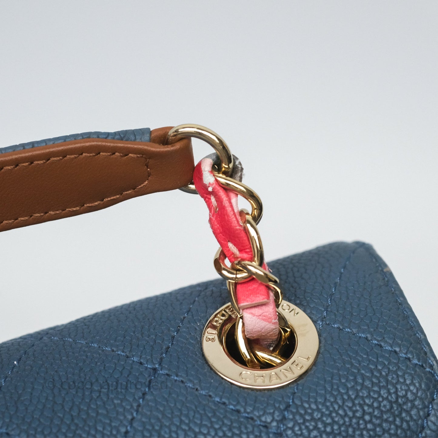 Chanel Medium Cuba Top Handle Flap Bag Blue Caviar Gold Hardware