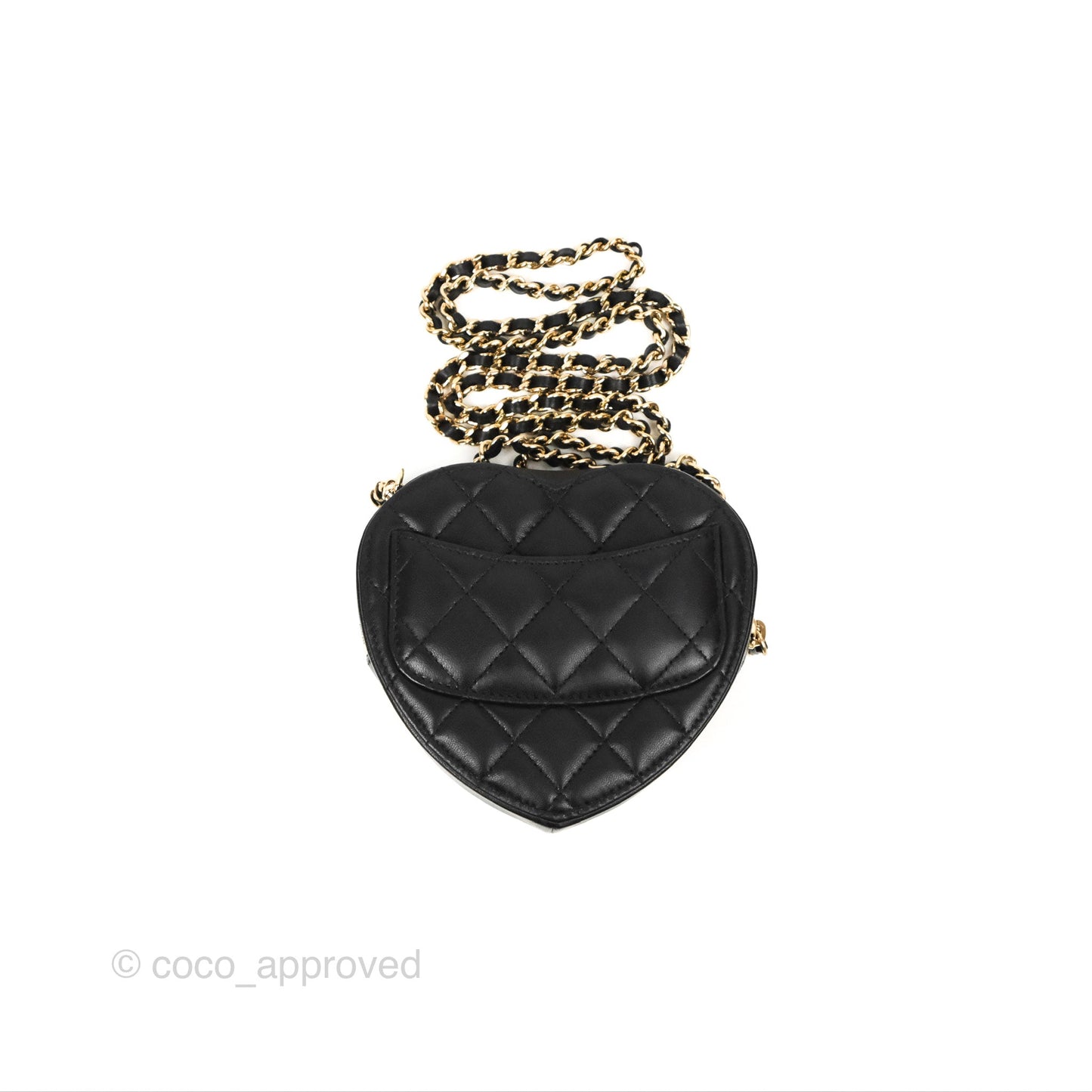 Chanel Small Heart Bag Black Lambskin Gold Hardware 22S