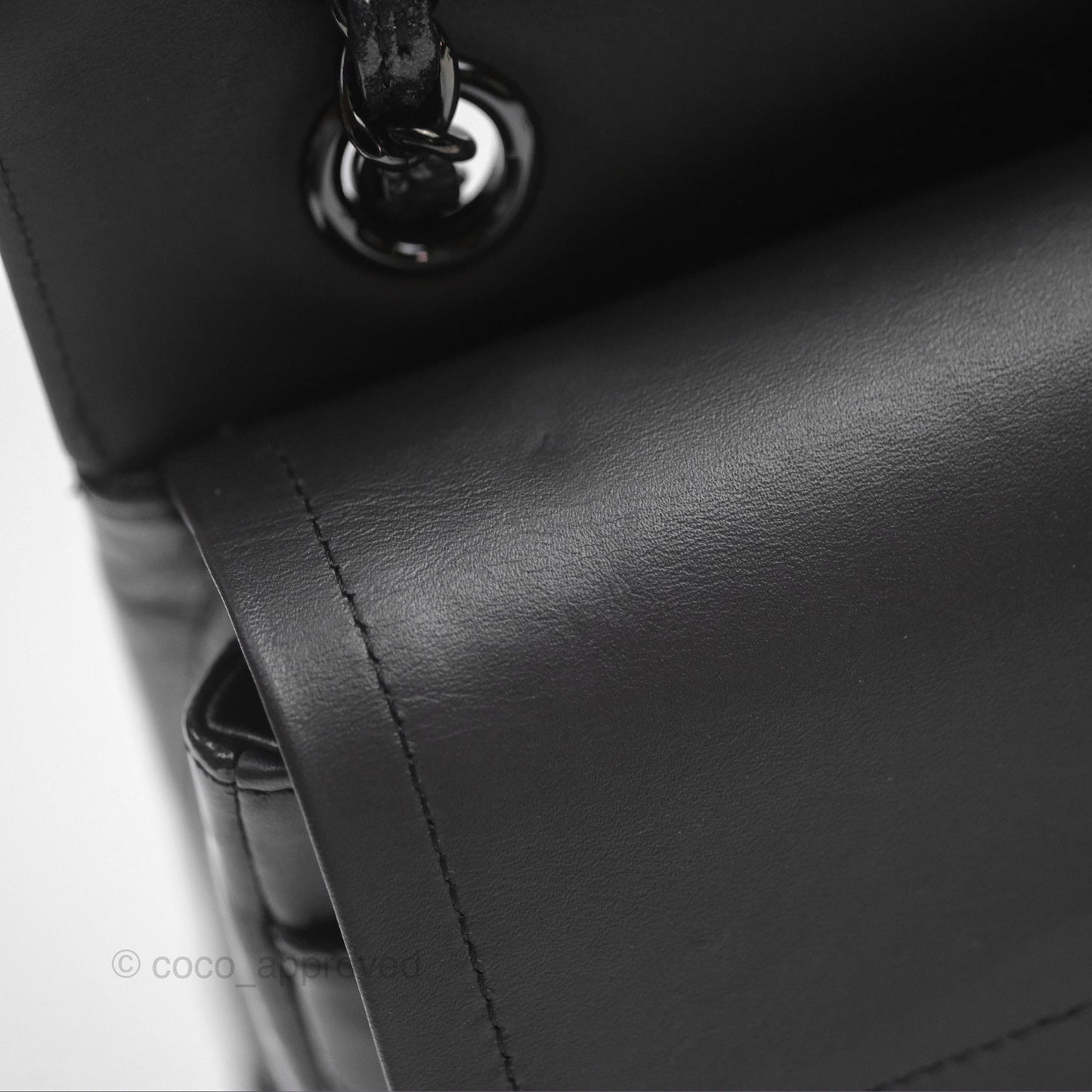 Chanel Classic Chevron M/L Medium Double Flap So Black Patent Calfskin