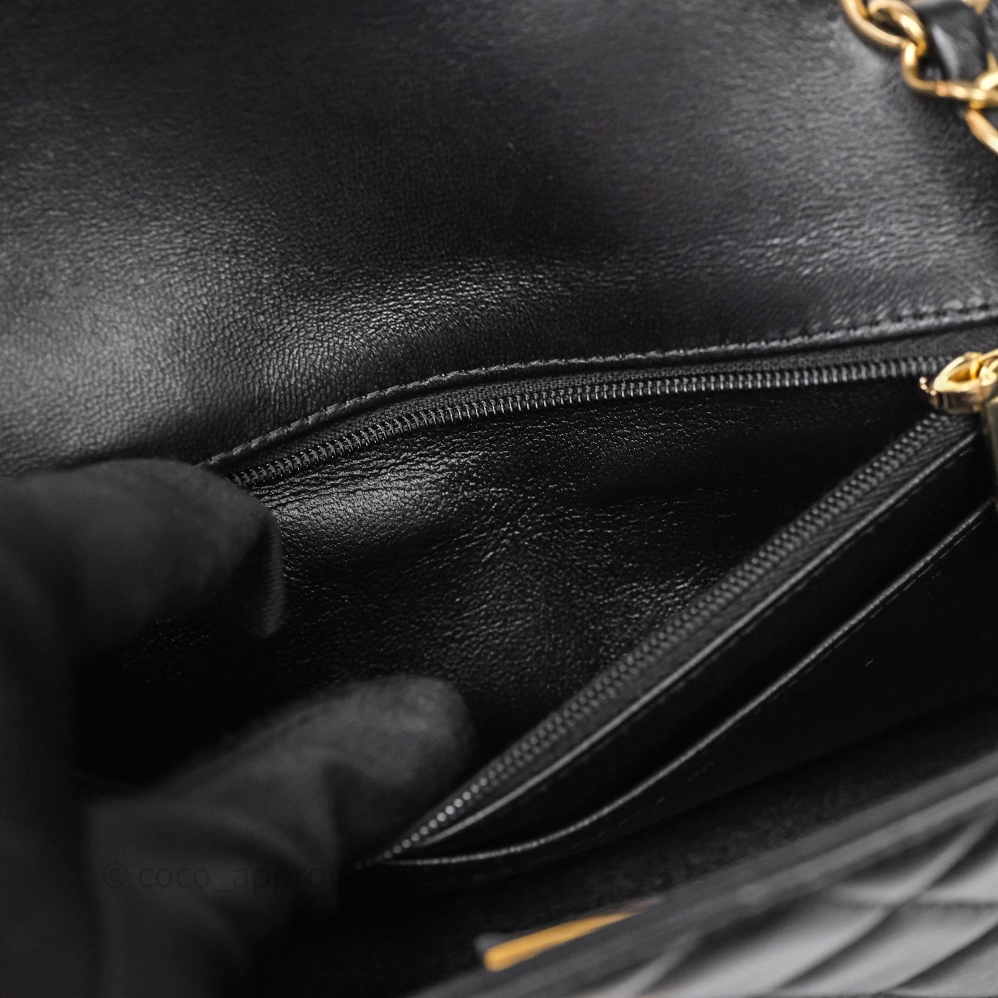 Chanel Quilted Mini Rectangular Black Lambskin Gold Hardware