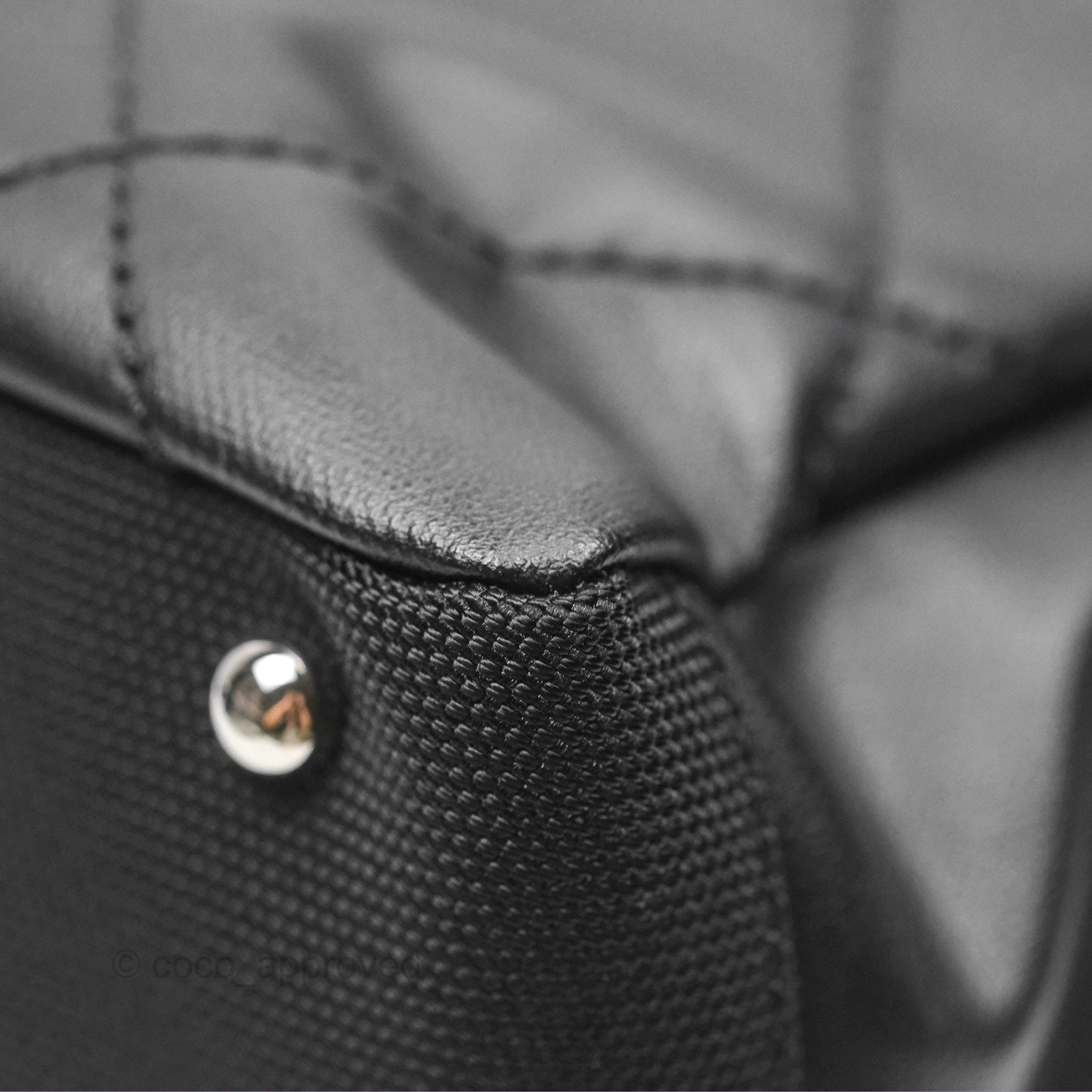 Chanel Quilted Paris Biarritz Tote PM Black Coated Canvas