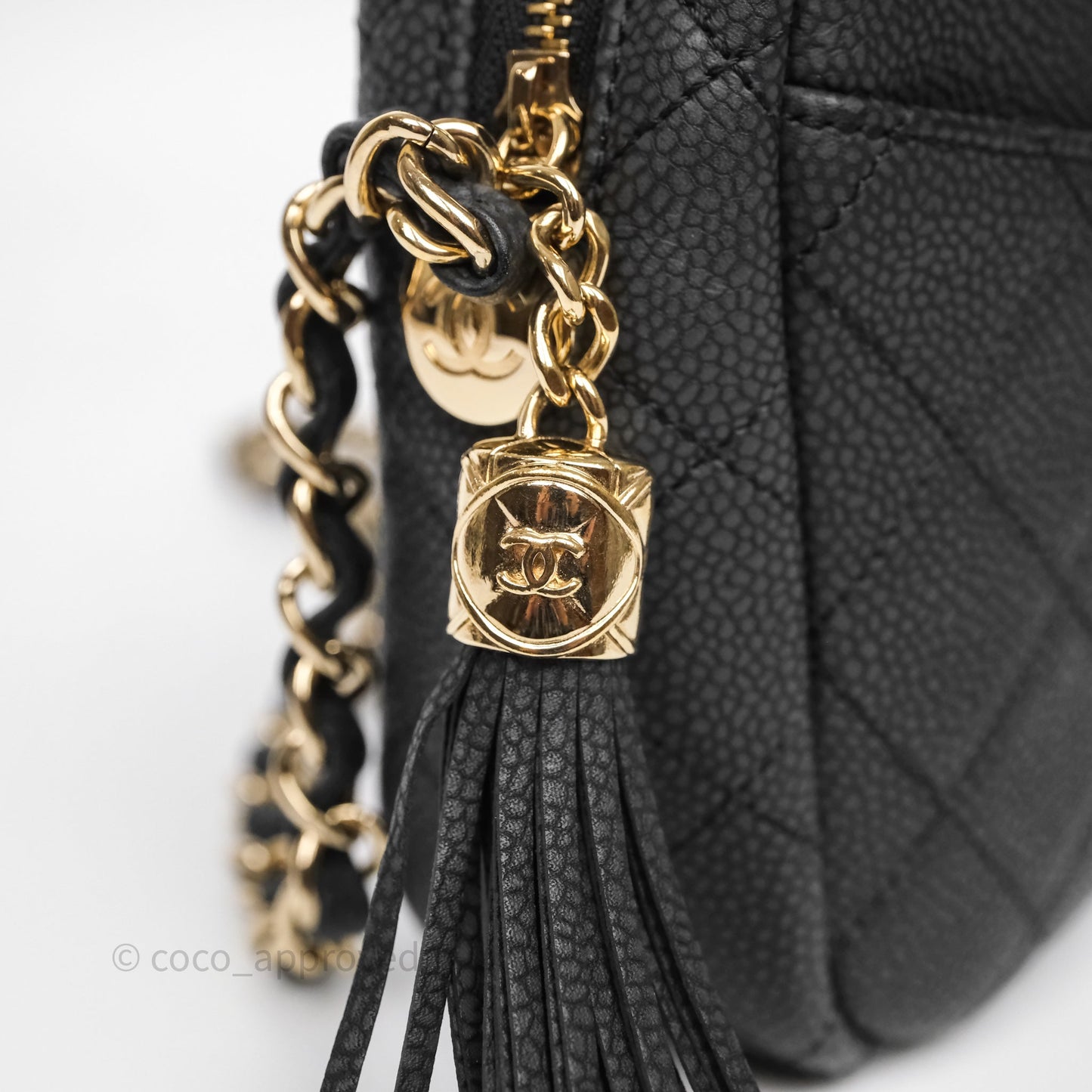 Chanel Camera Bag Black Matte Caviar Gold Hardware