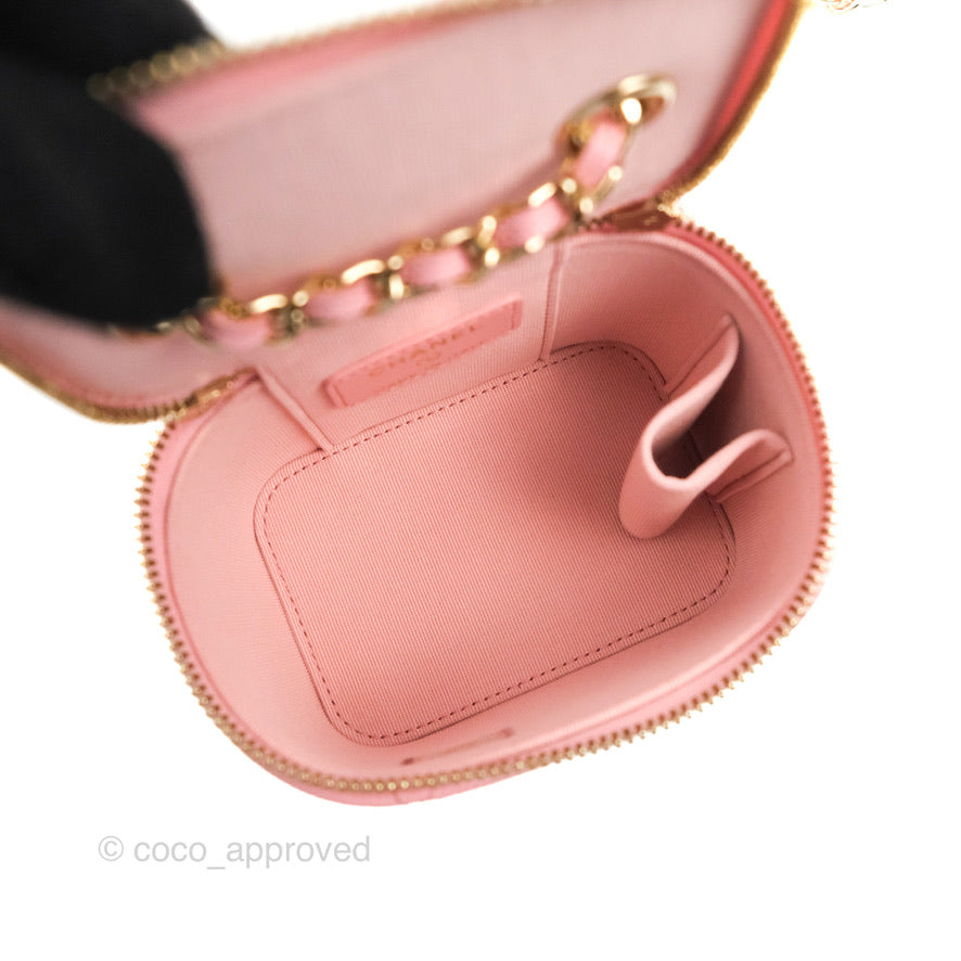 Chanel Mini Vanity With Chain Pink Caviar Gold Hardware