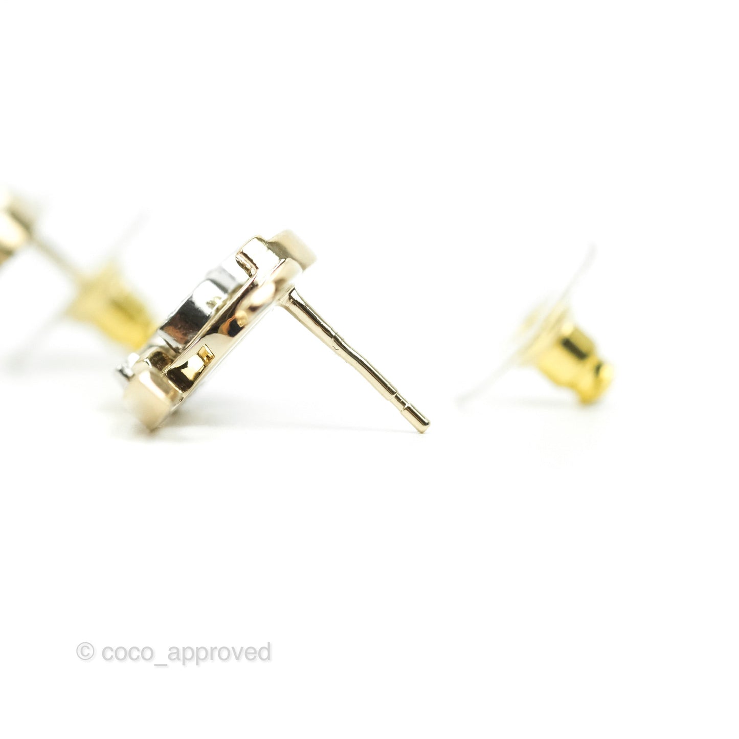 Chanel Double Crystal CC Earrings Silver & Gold Tone 21A