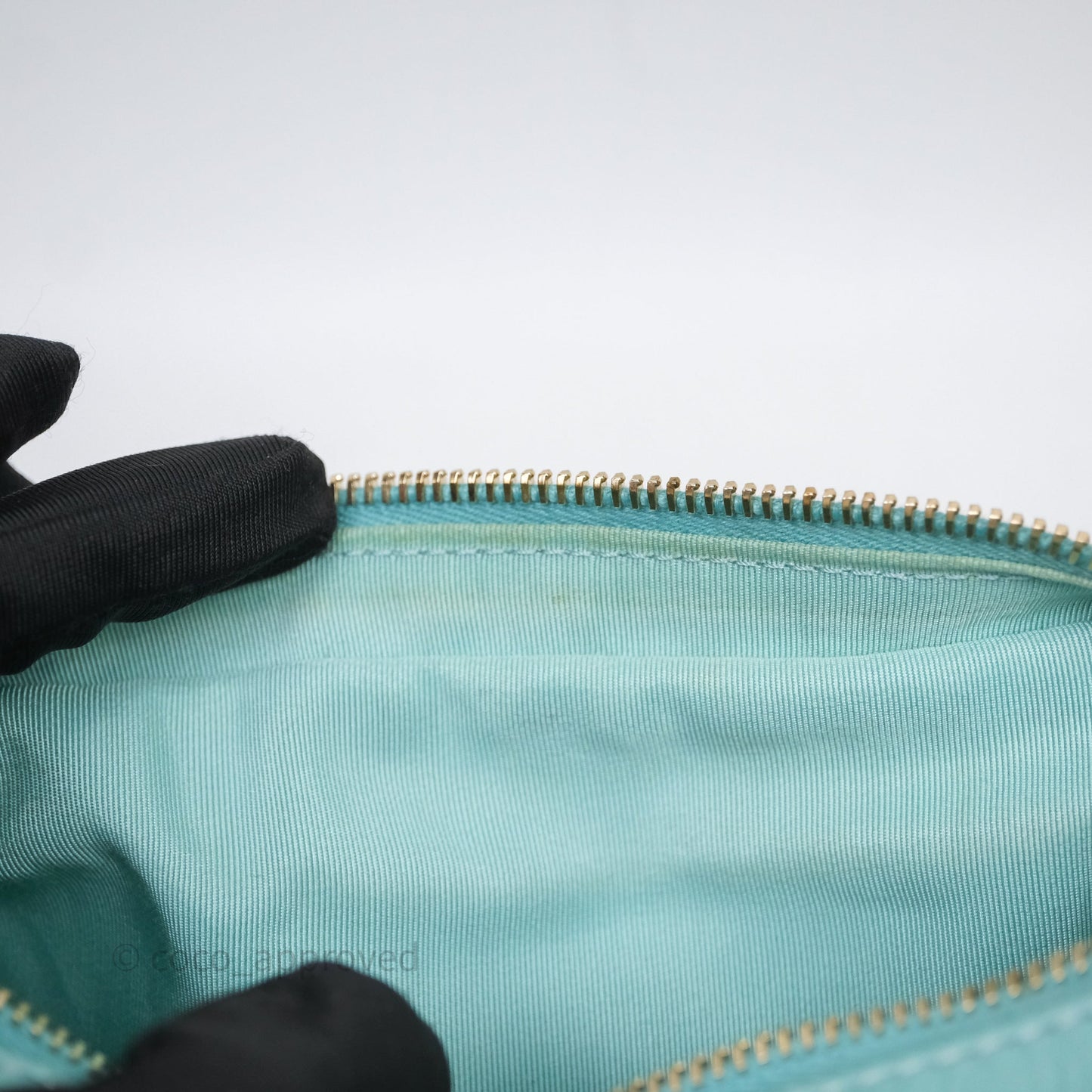Chanel Camera Bag Quilted Pearly Turquoise Lambskin Aged Gold Hardware