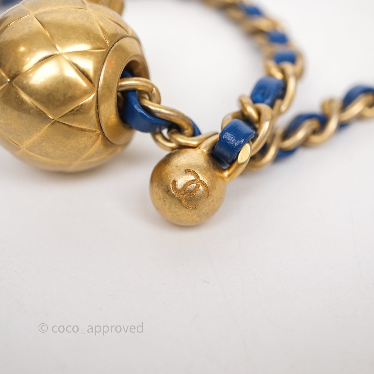 Chanel Pearl Crush Mini Square Quilted Blue Lambskin Aged Gold Hardware