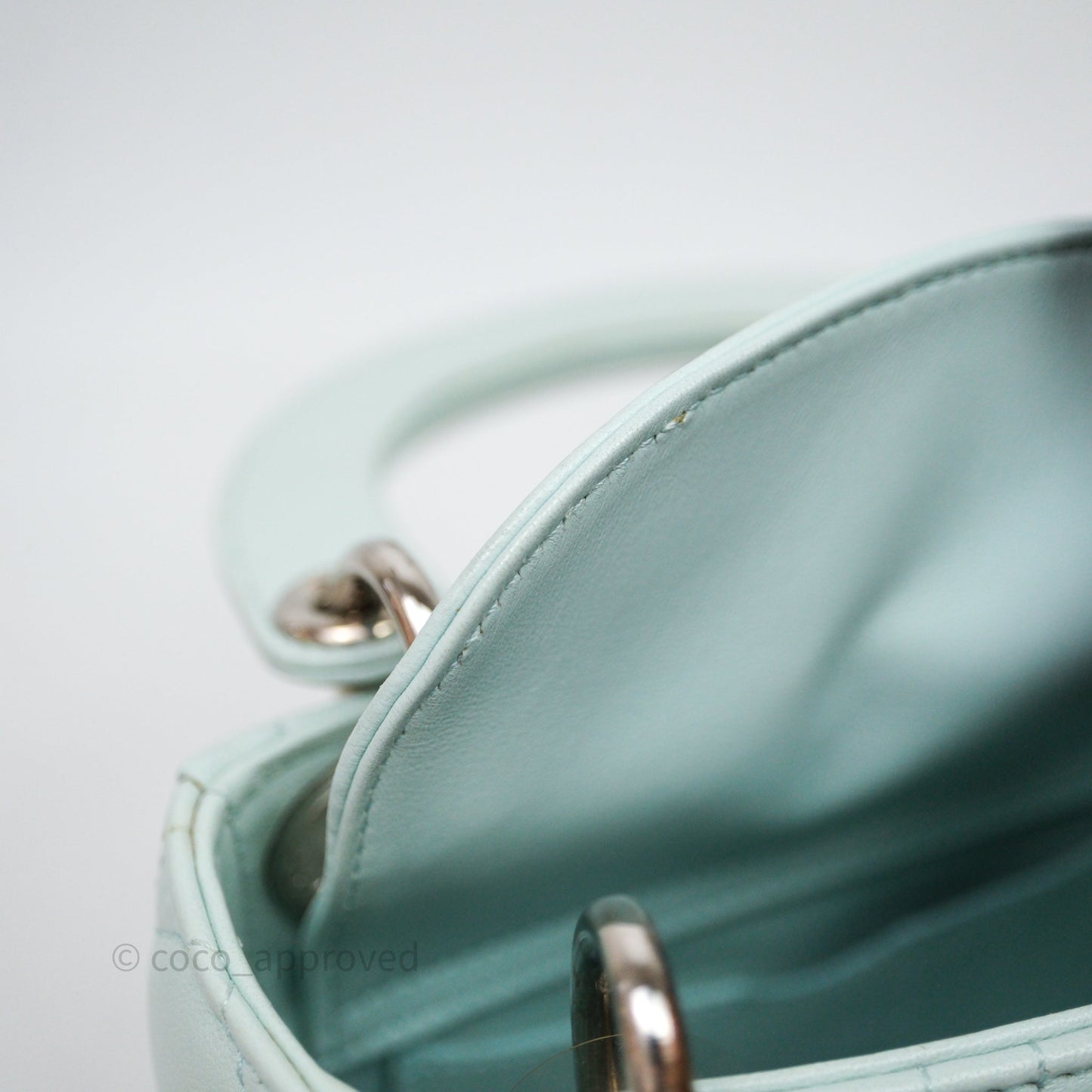 Christian Dior Mirco Lady Dior Cannage Calfskin Light Green Matte