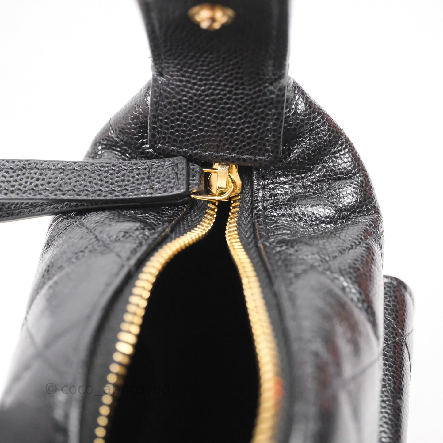 Chanel Quilted Polly Pocket Hobo Bag Caviar Black Gold Hardware