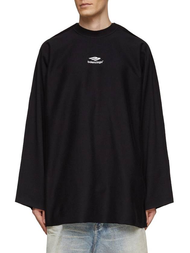 Luxury Balenciaga Icon Flat Long Sleeve T-Shirt Black