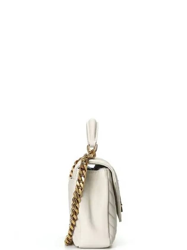 Luxury Saint Laurent College Medium in Quilted Leather Shoulder Bag Blanc Vintage