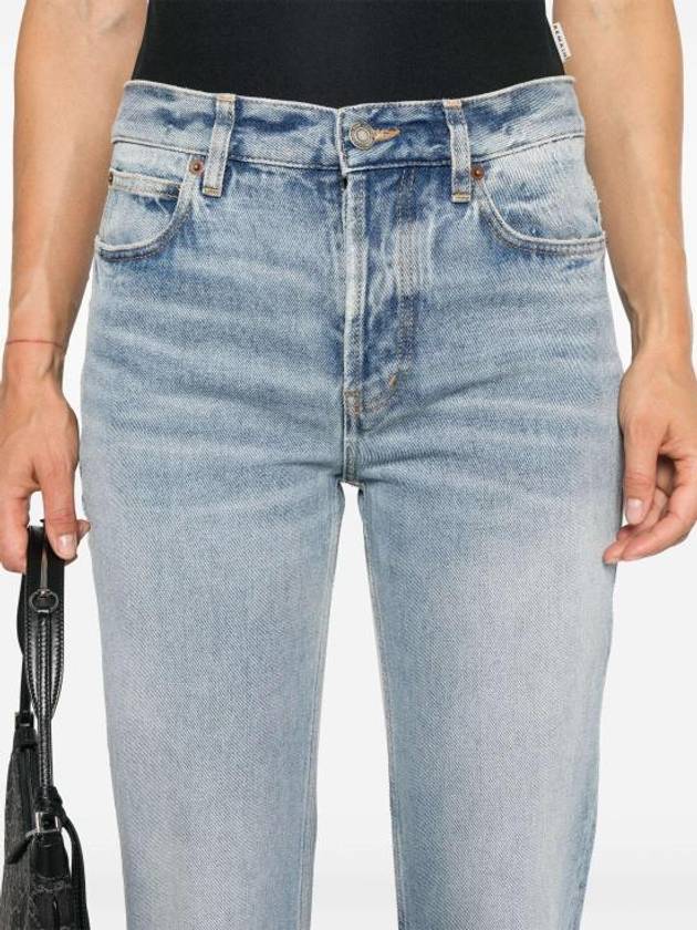 Luxury Saint Laurent Low Rise Denim Straight Jeans Blue