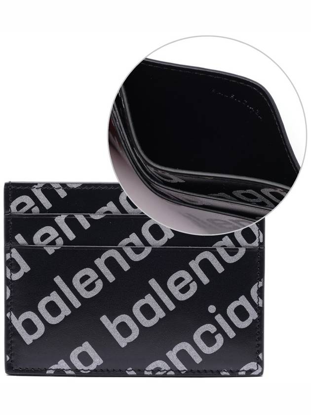 Luxury Balenciaga All Over Logo Card Wallet Black
