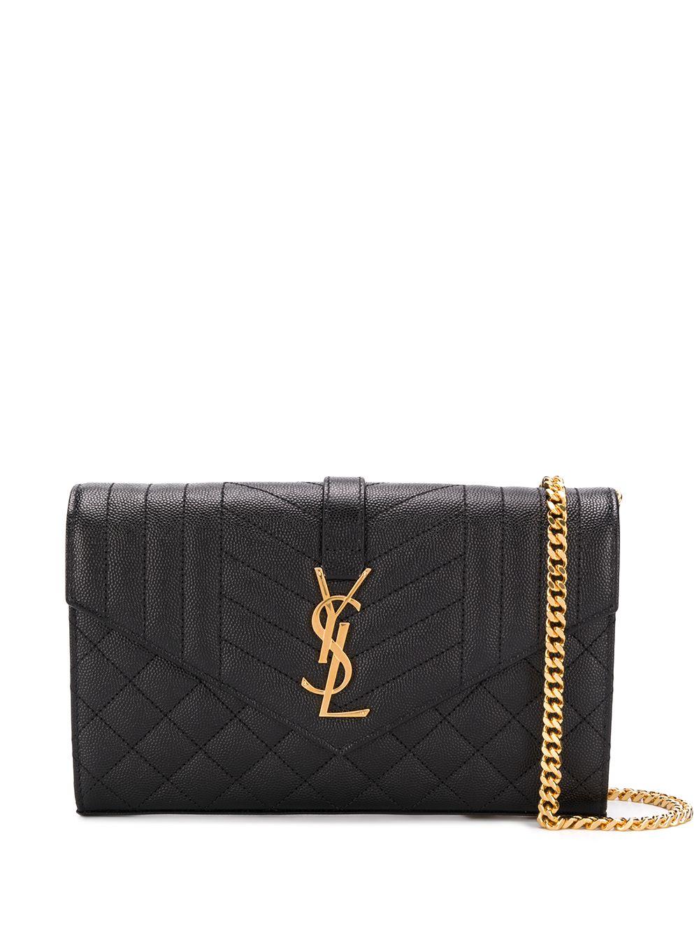Luxury Saint Laurent Women's Cassandre Chain Wallet in Nero | 620280BOW91