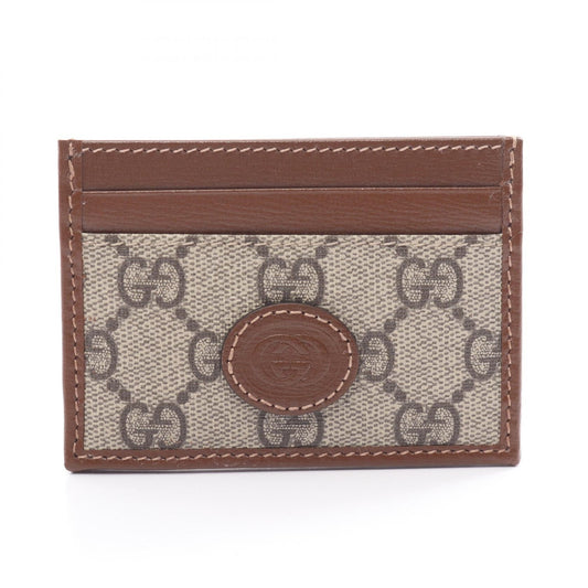 Luxury Gucci Trending 2025 Interlocking G GG Supreme Card case PVC Coated Canvas Leather Beige Brown