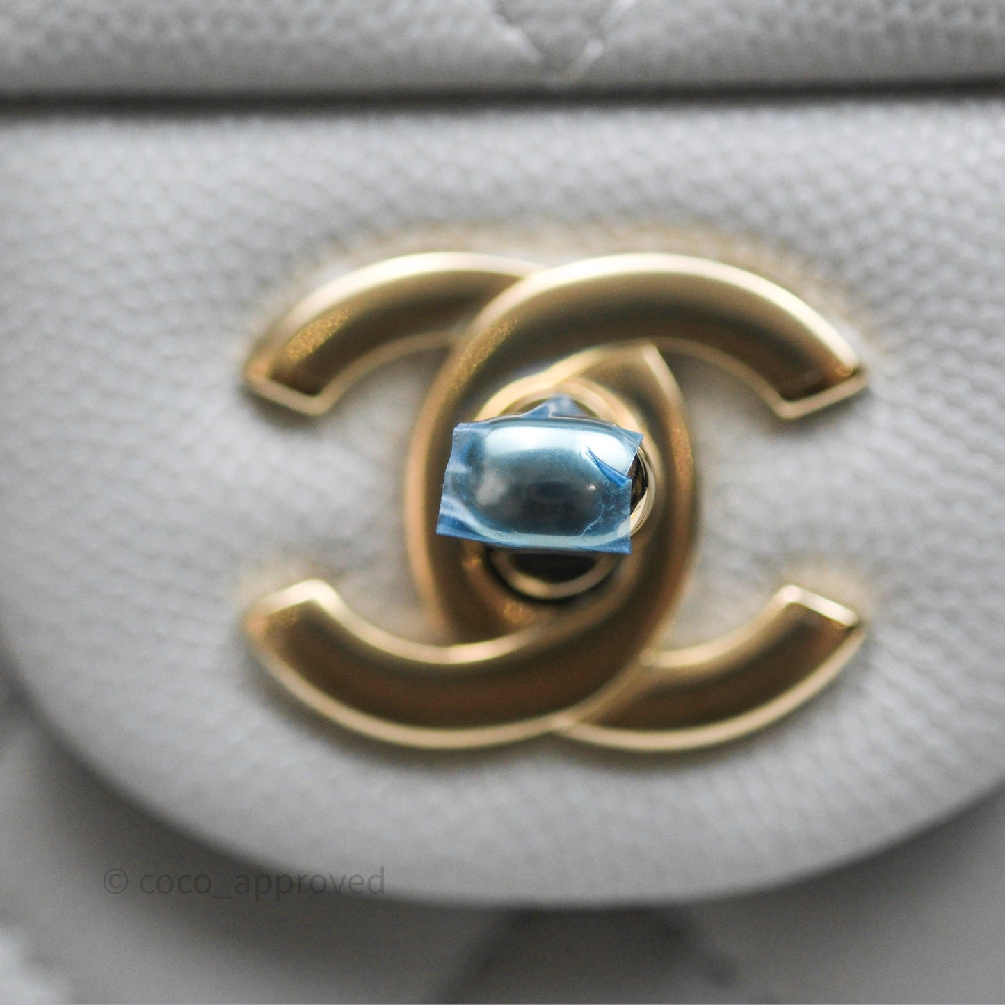 Chanel Small Classic Flap Quilted Grey Caviar Gold Hardware 21A