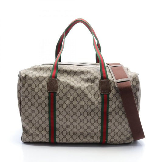 Luxury Gucci Trending 2025 Large Duffel bag GG Supreme Sherry line Boston bag PVC Coated Canvas Leather Beige Brown Multicolor