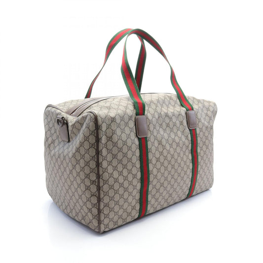 Luxury Gucci Trending 2025 Large Duffel bag GG Supreme Sherry line Boston bag PVC Coated Canvas Leather Beige Brown Multicolor