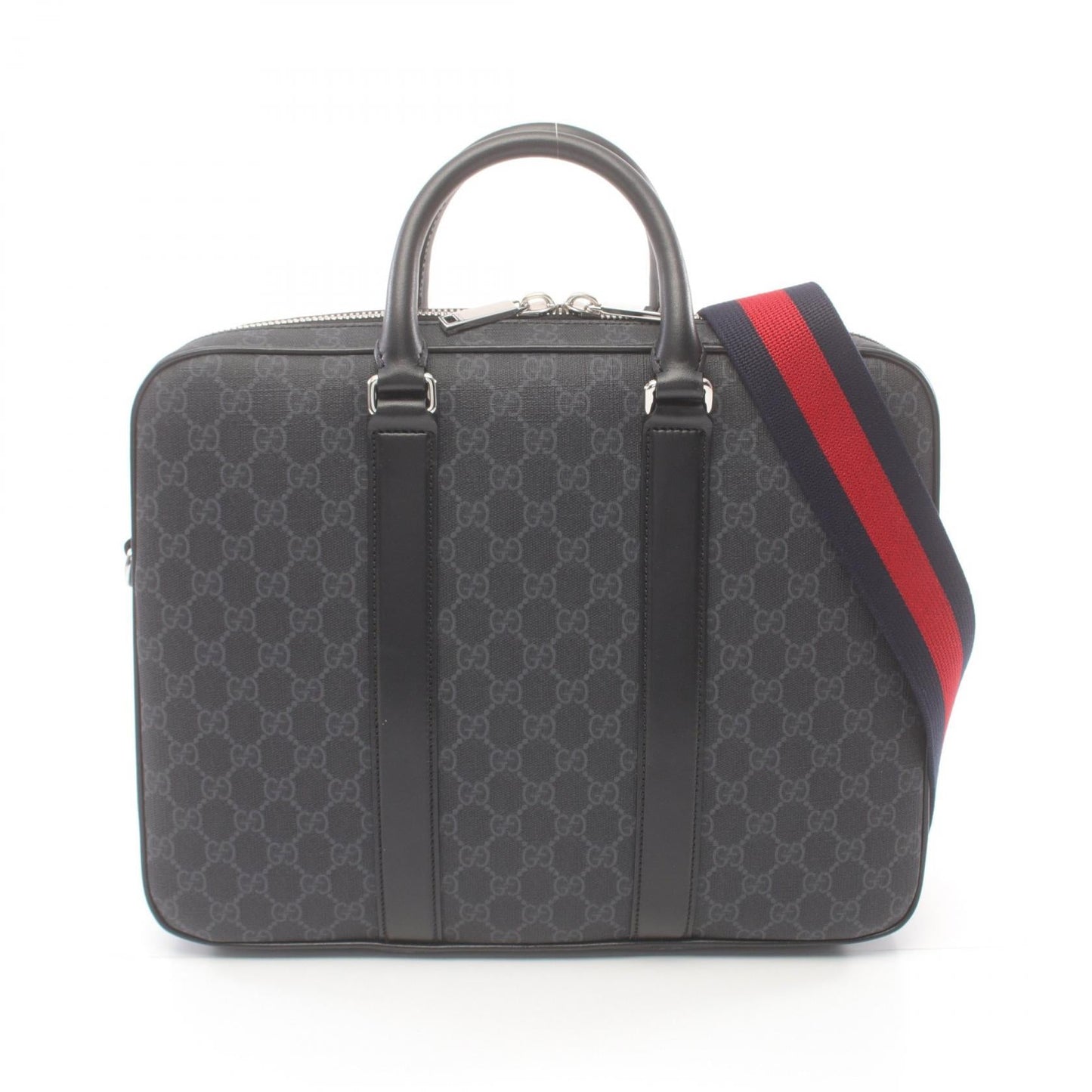 Luxury Gucci Trending 2025 GG Supreme Briefcase PVC Coated Canvas Leather Black
