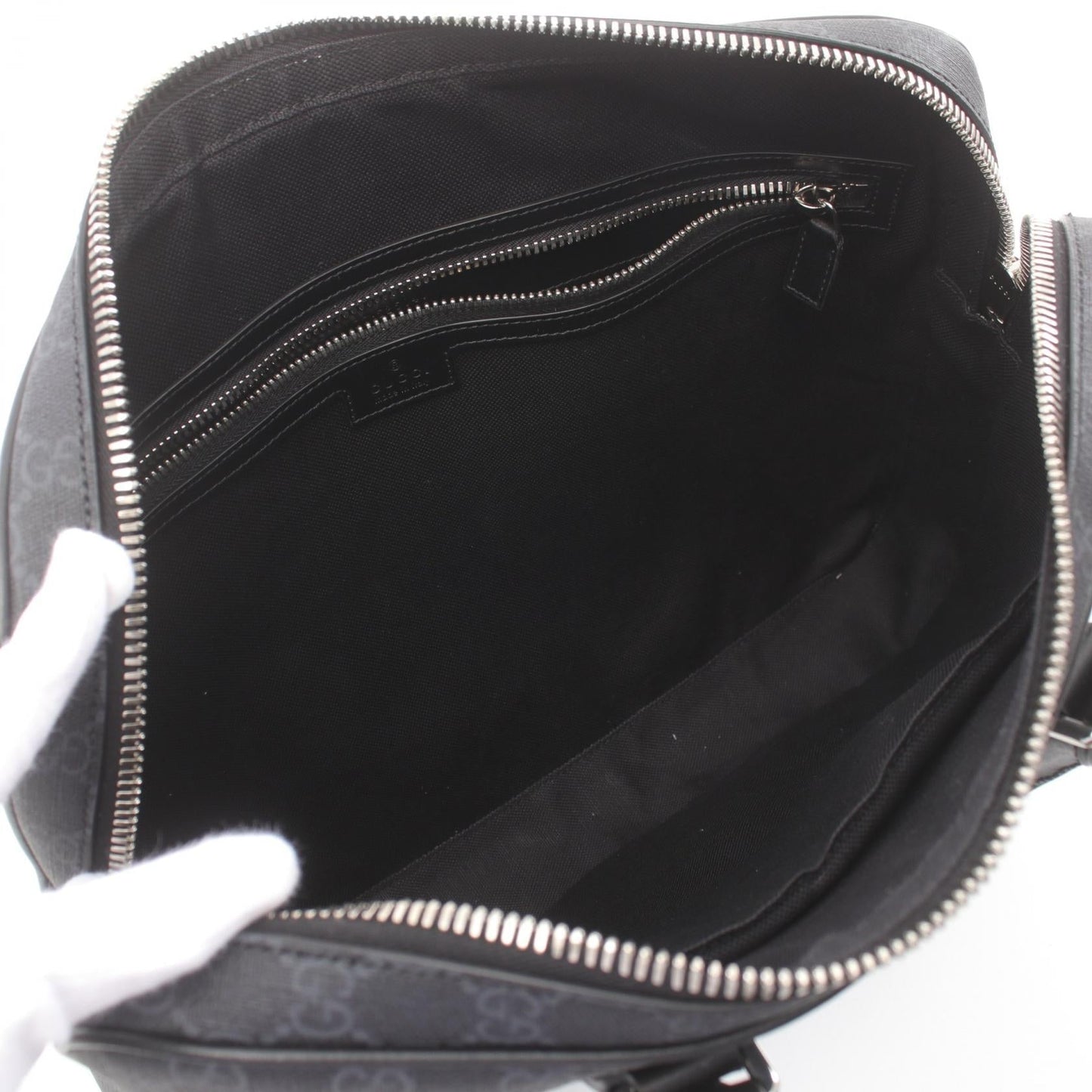 Luxury Gucci Trending 2025 GG Supreme Briefcase PVC Coated Canvas Leather Black