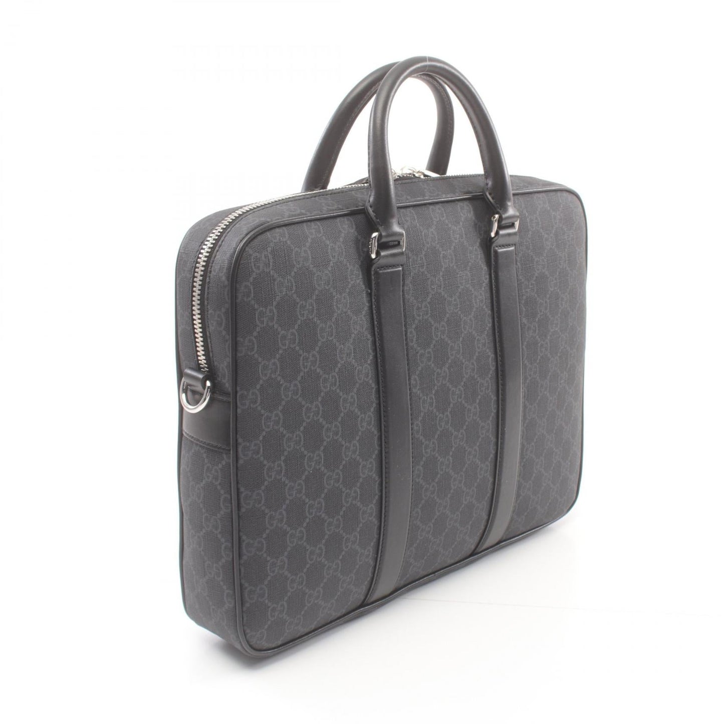 Luxury Gucci Trending 2025 GG Supreme Briefcase PVC Coated Canvas Leather Black