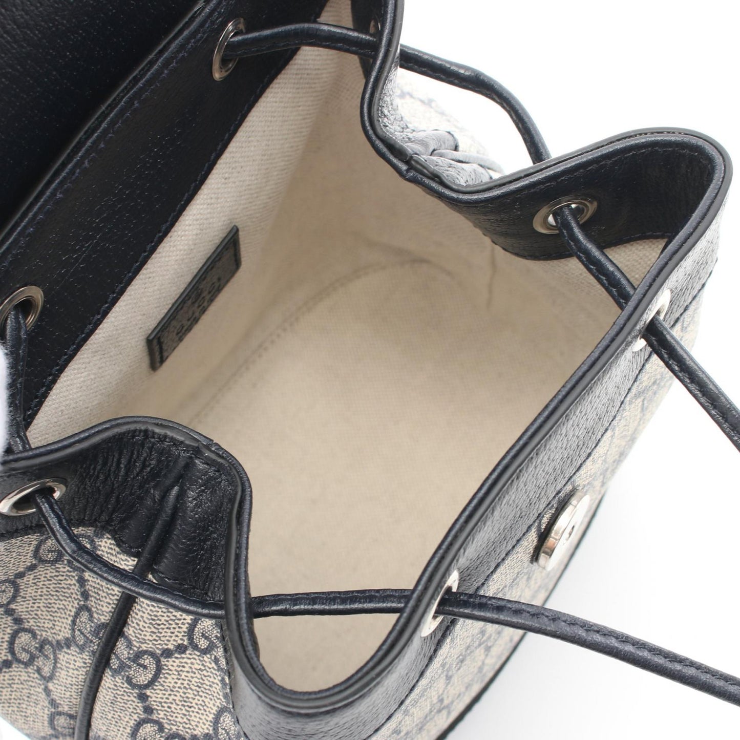 Luxury Gucci Trending 2025 Offdia Mini GG Supreme Backpack Rucksack PVC Coated Canvas Leather White Navy