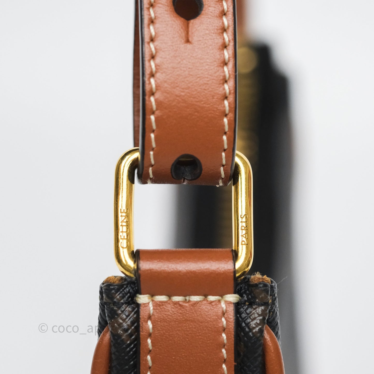 Celine Mini Ava Bag In Triomphe Canvas Calfskin Tan