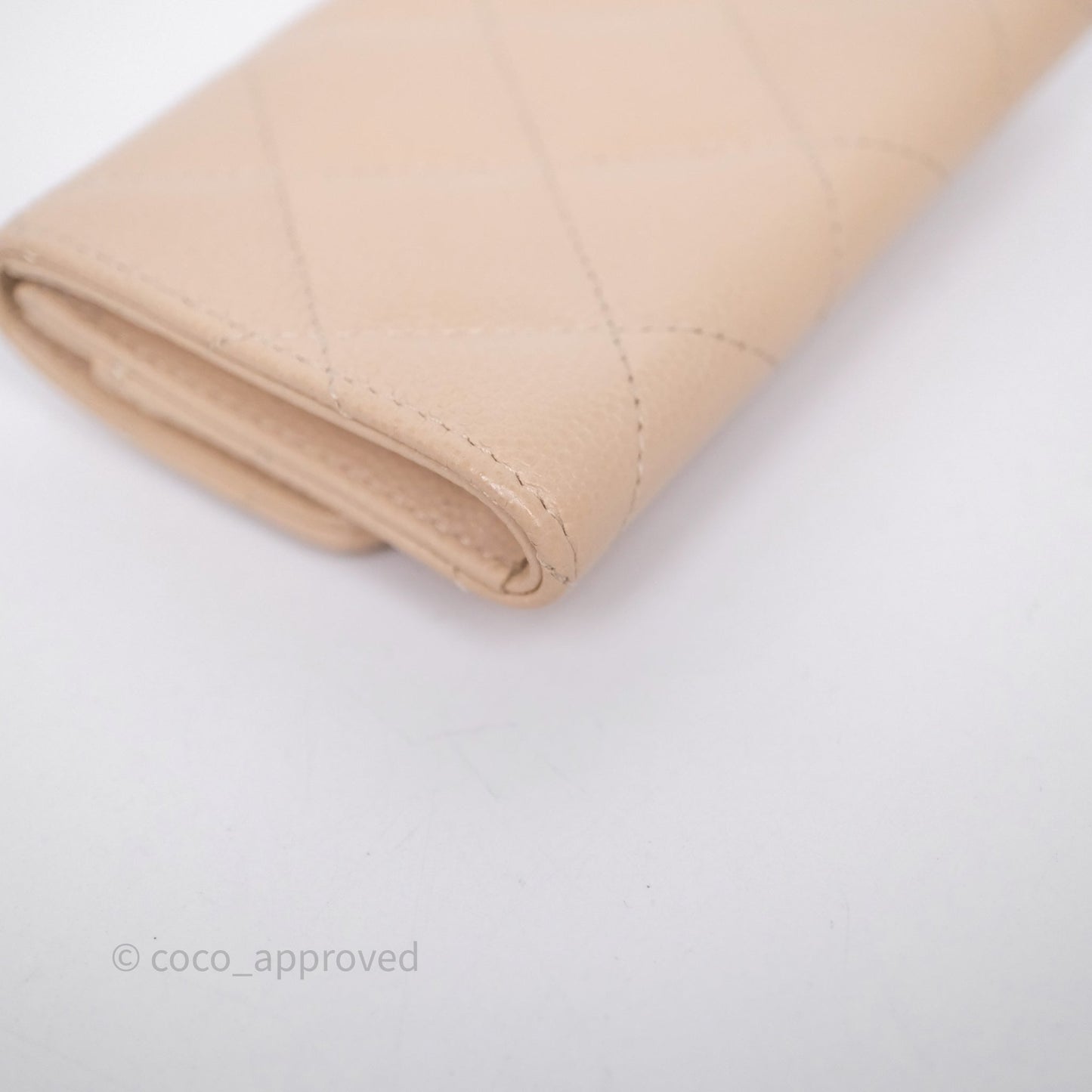 Chanel Pearl CC Flap Card Holder Beige Caviar Gold Hardware
